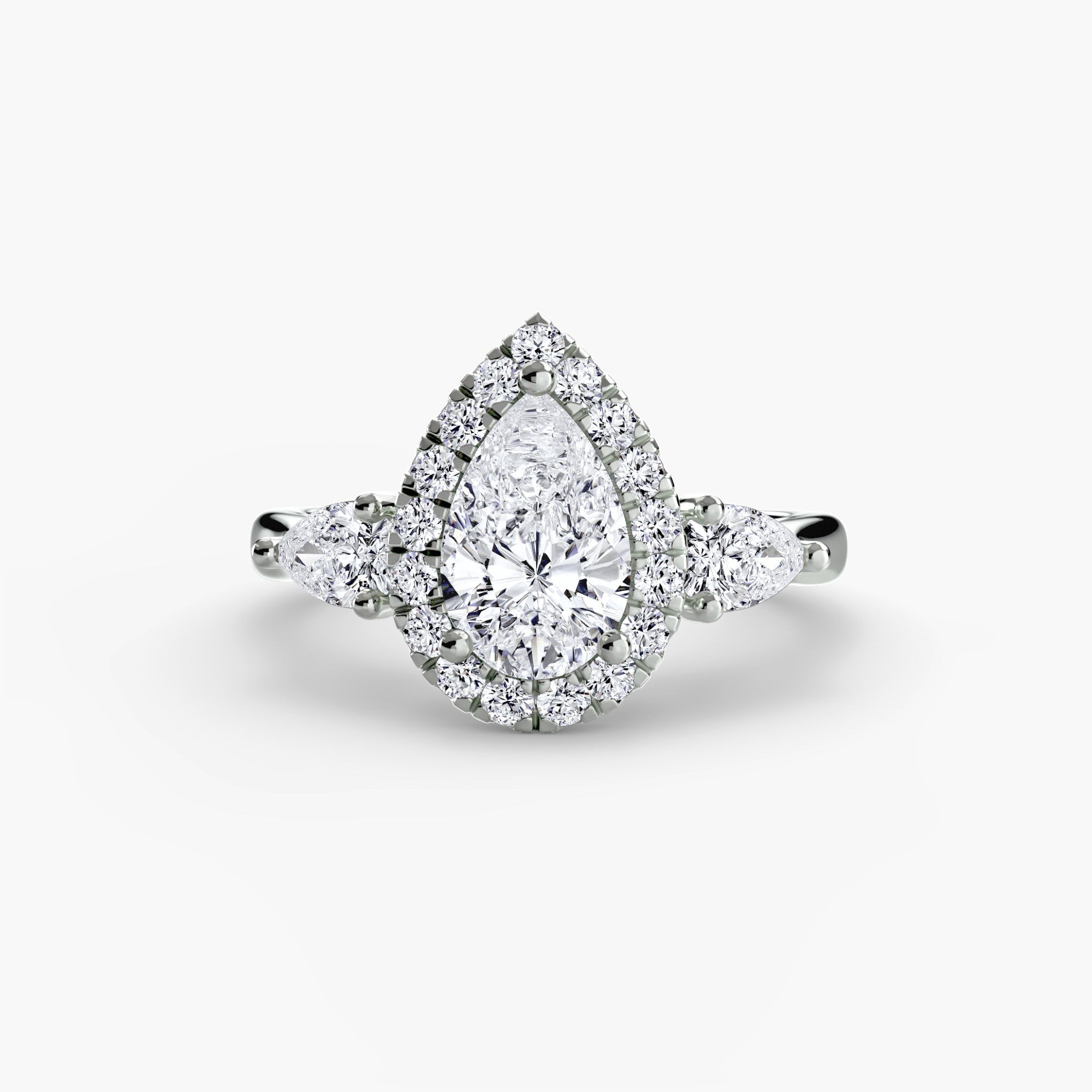 Three-Stone Ring with Halo ALZA