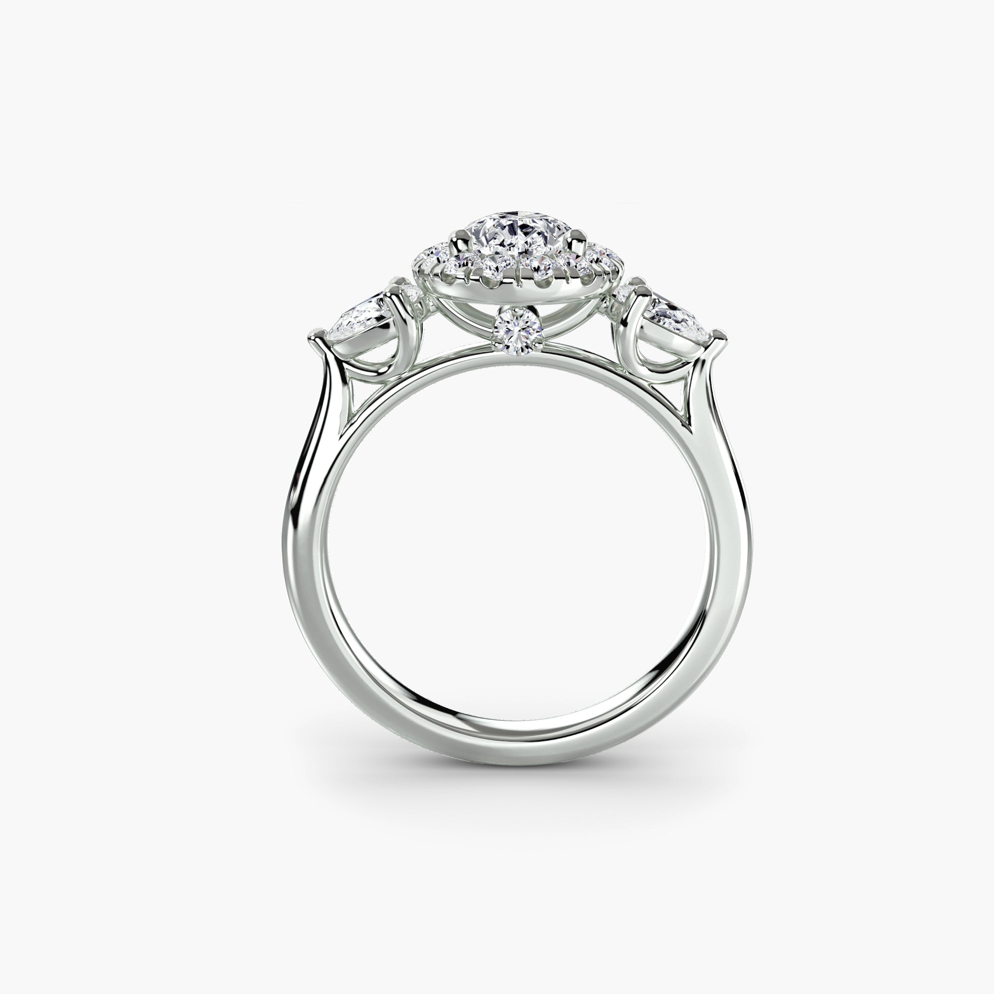 Three-Stone Ring with Halo ALZA