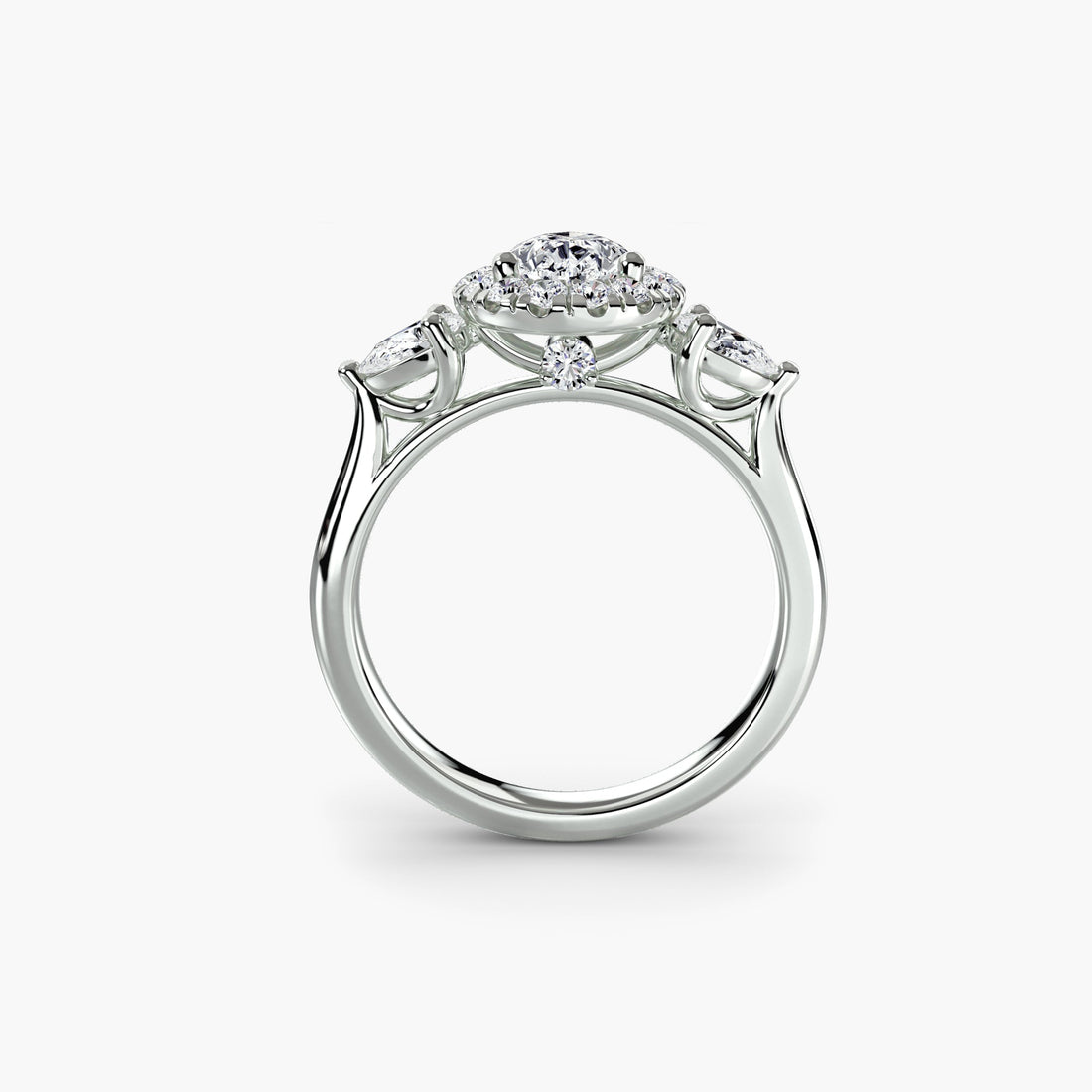 Three-Stone Ring with Halo ALZA