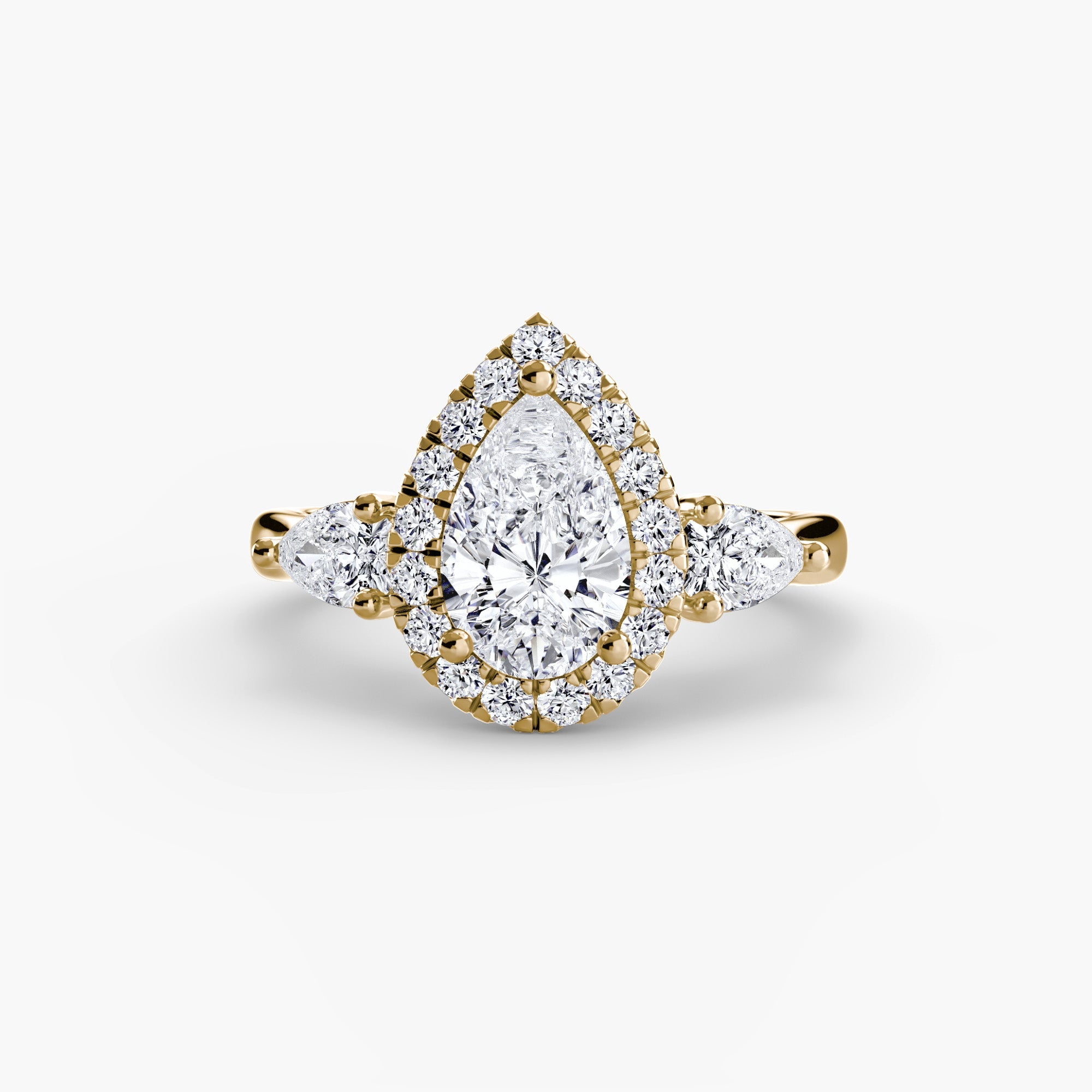 Three-Stone Ring with Halo ALZA