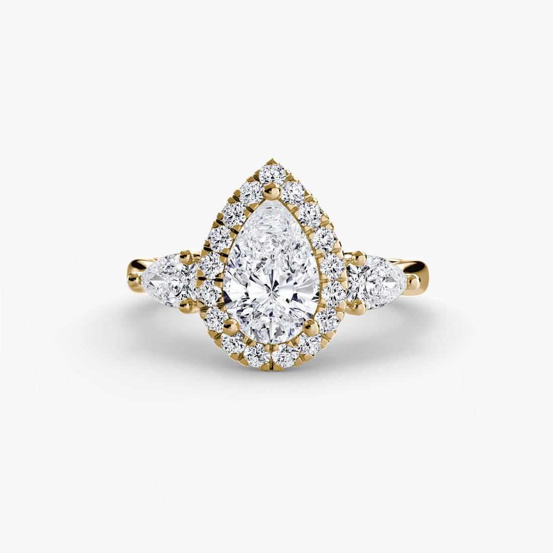 Three-Stone Ring with Halo ALZA