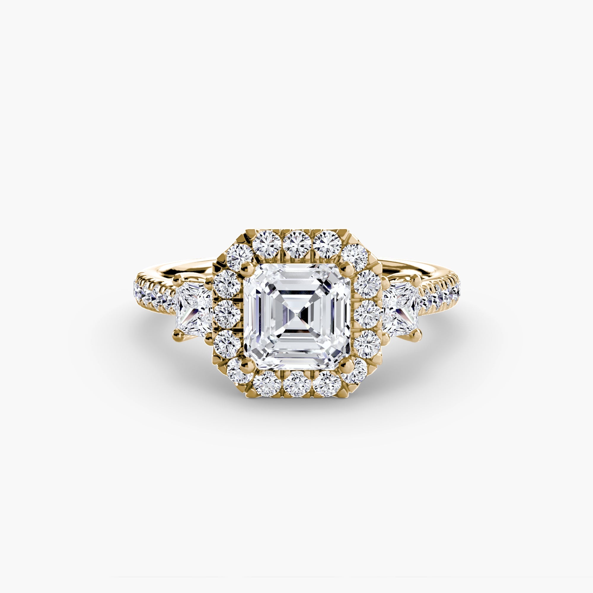 Three-Stone Ring with Halo 2 ALZA