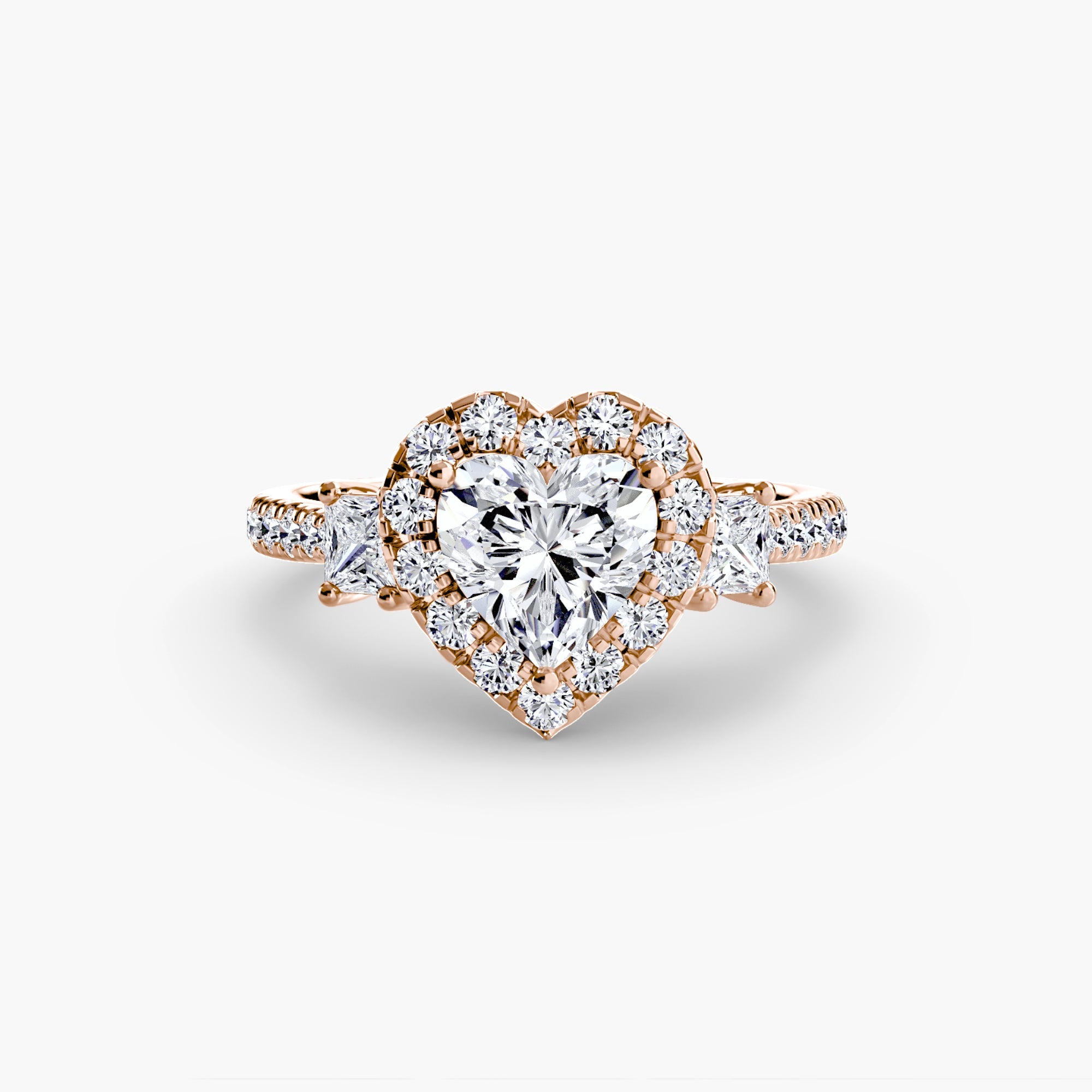 Three-Stone Ring with Halo 2 ALZA