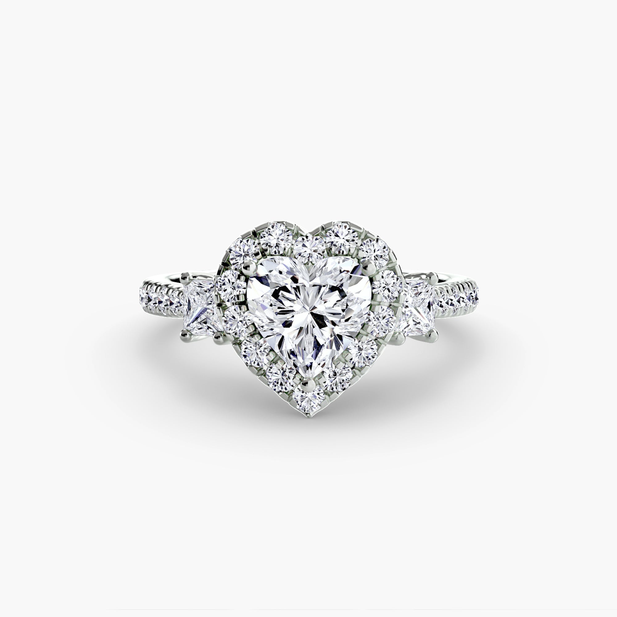 Three-Stone Ring with Halo 2 ALZA