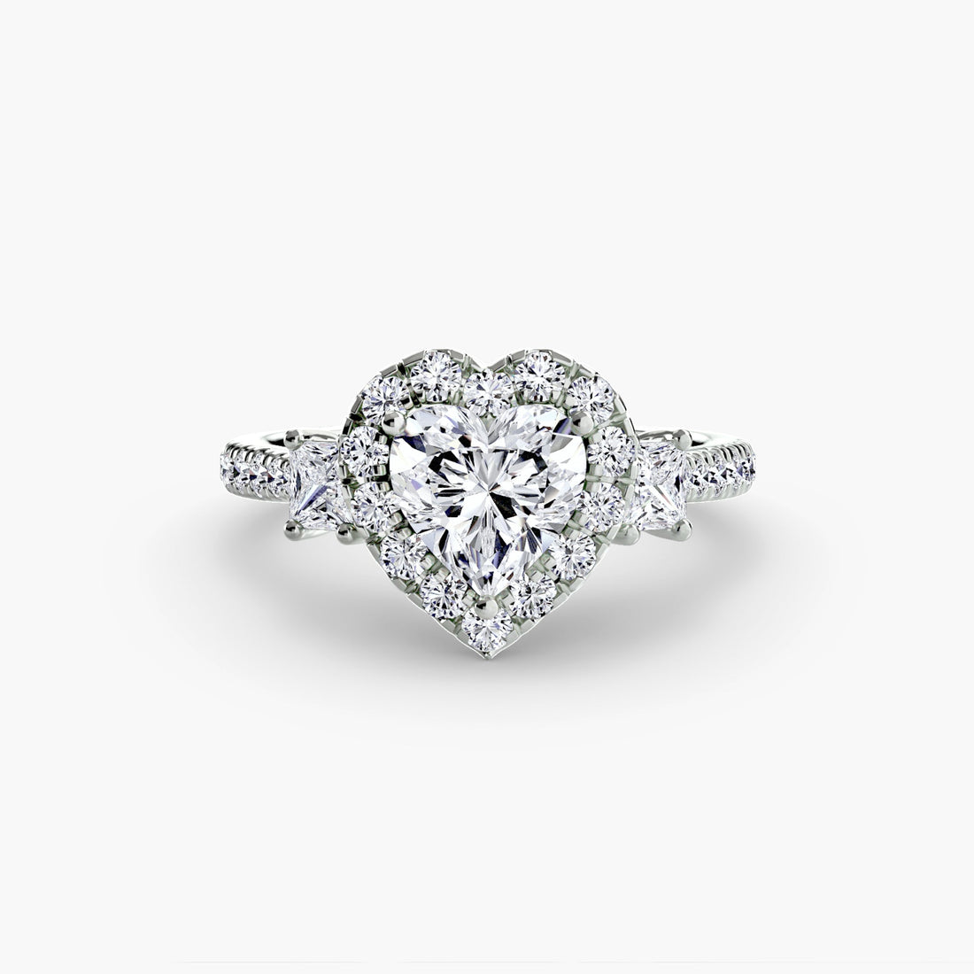 Three-Stone Ring with Halo 2 ALZA