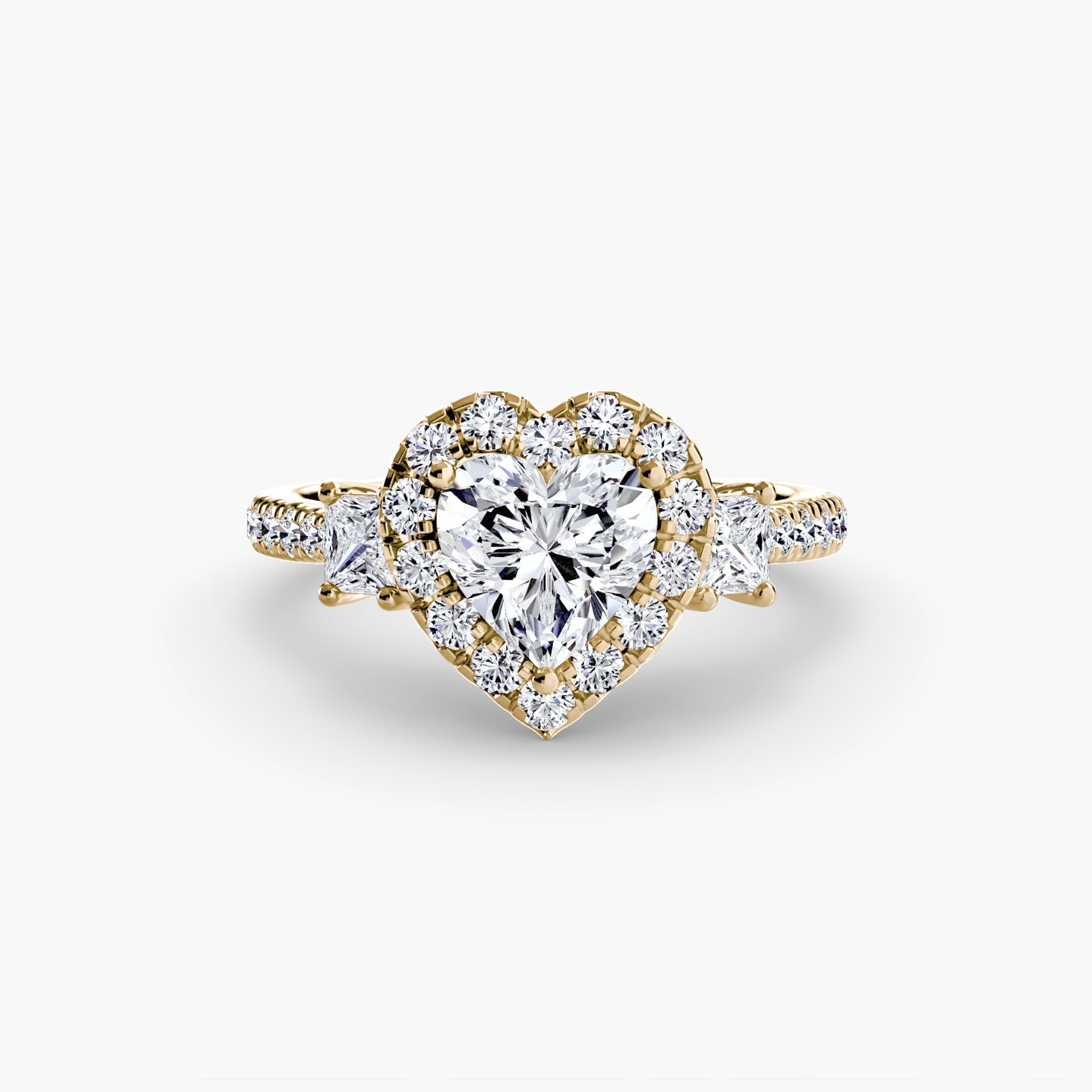 Three-Stone Ring with Halo 2 ALZA