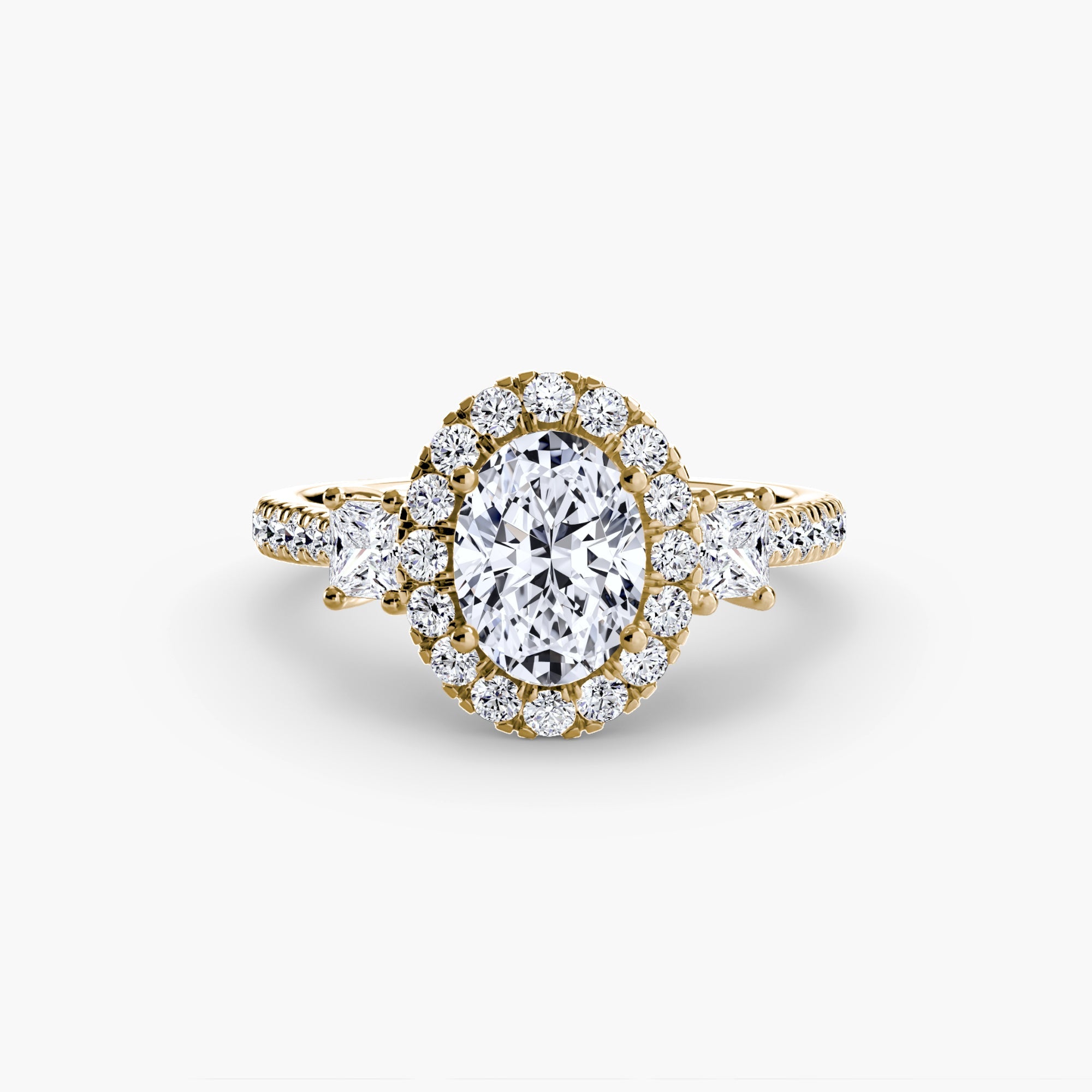 Three-Stone Ring with Halo 2 ALZA