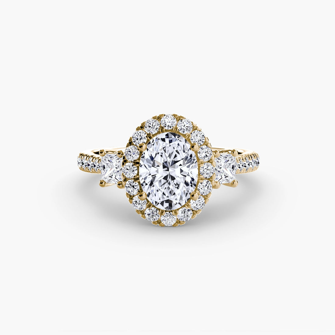 Three-Stone Ring with Halo 2 ALZA