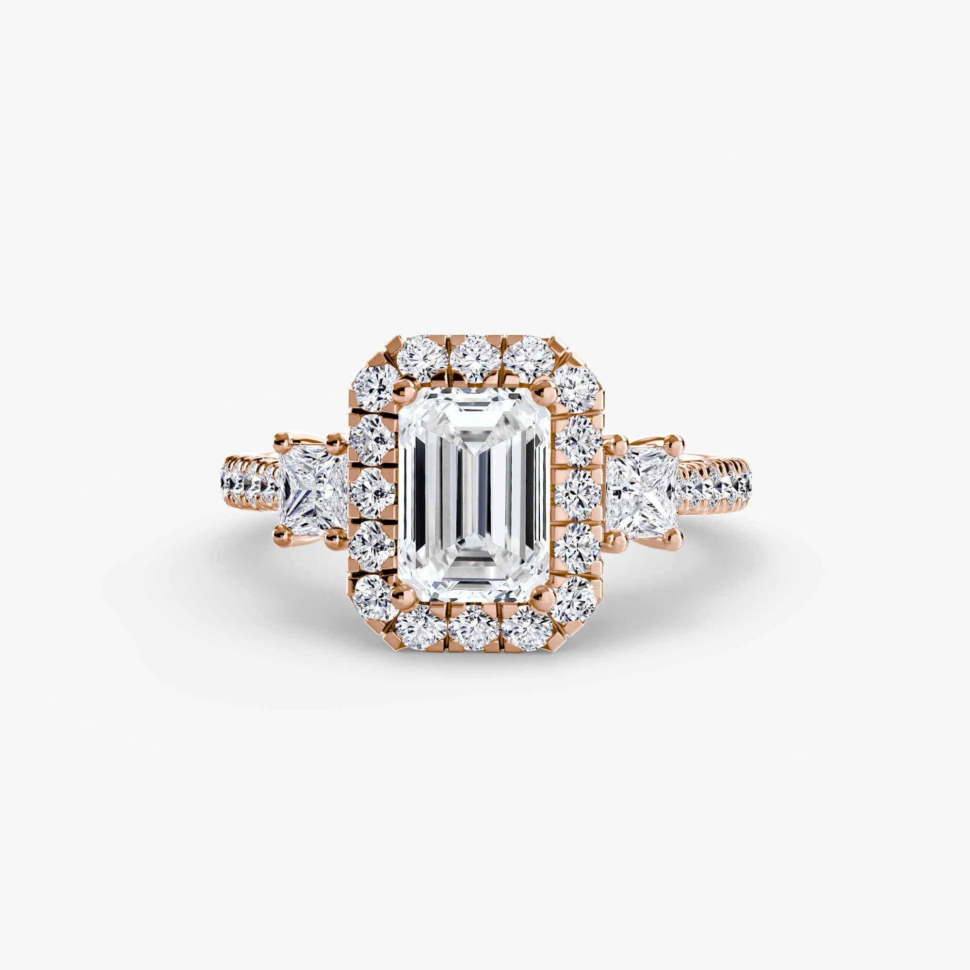 Three-Stone Ring with Halo 2 ALZA