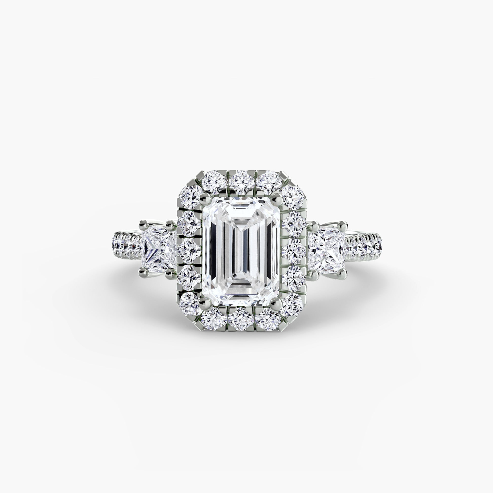 Three-Stone Ring with Halo 2 ALZA