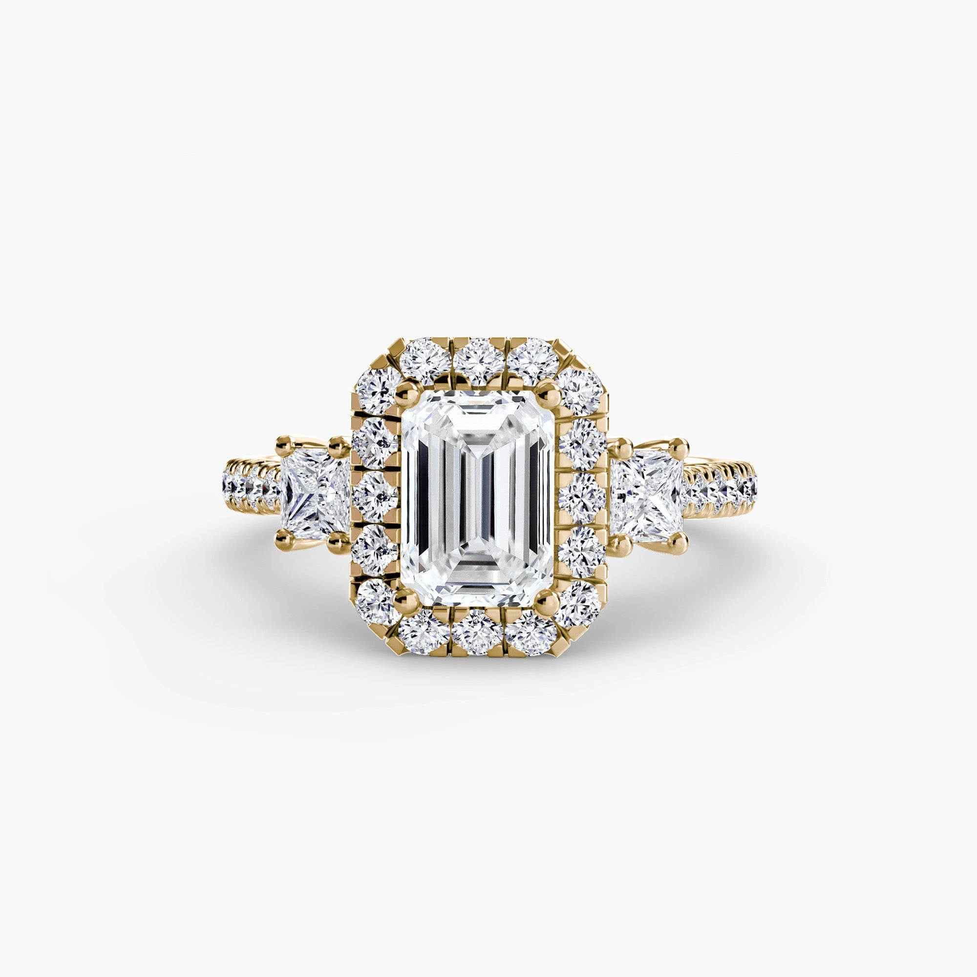 Three-Stone Ring with Halo 2 ALZA