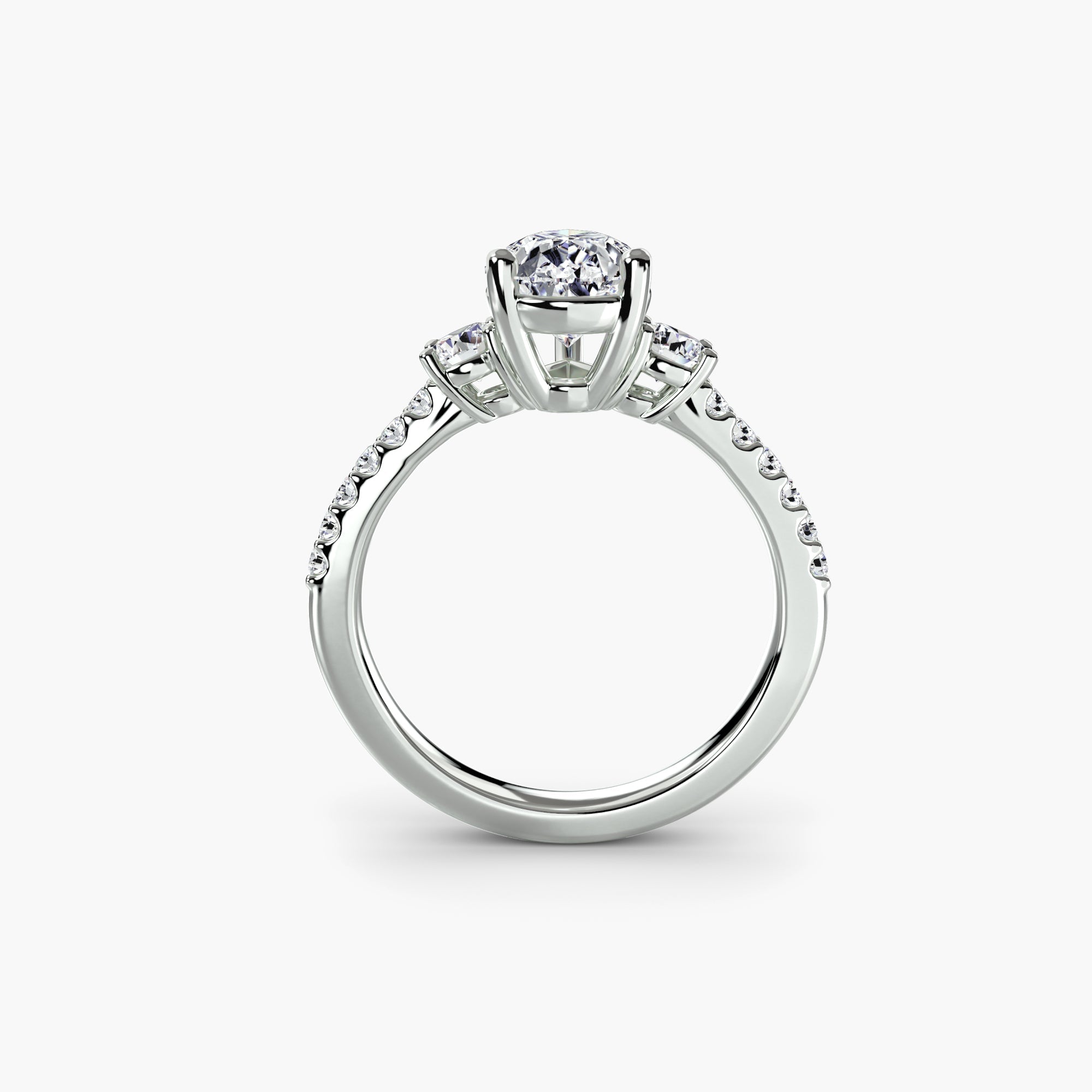 Three-Stone Ring with Pavé Band 5 ALZA