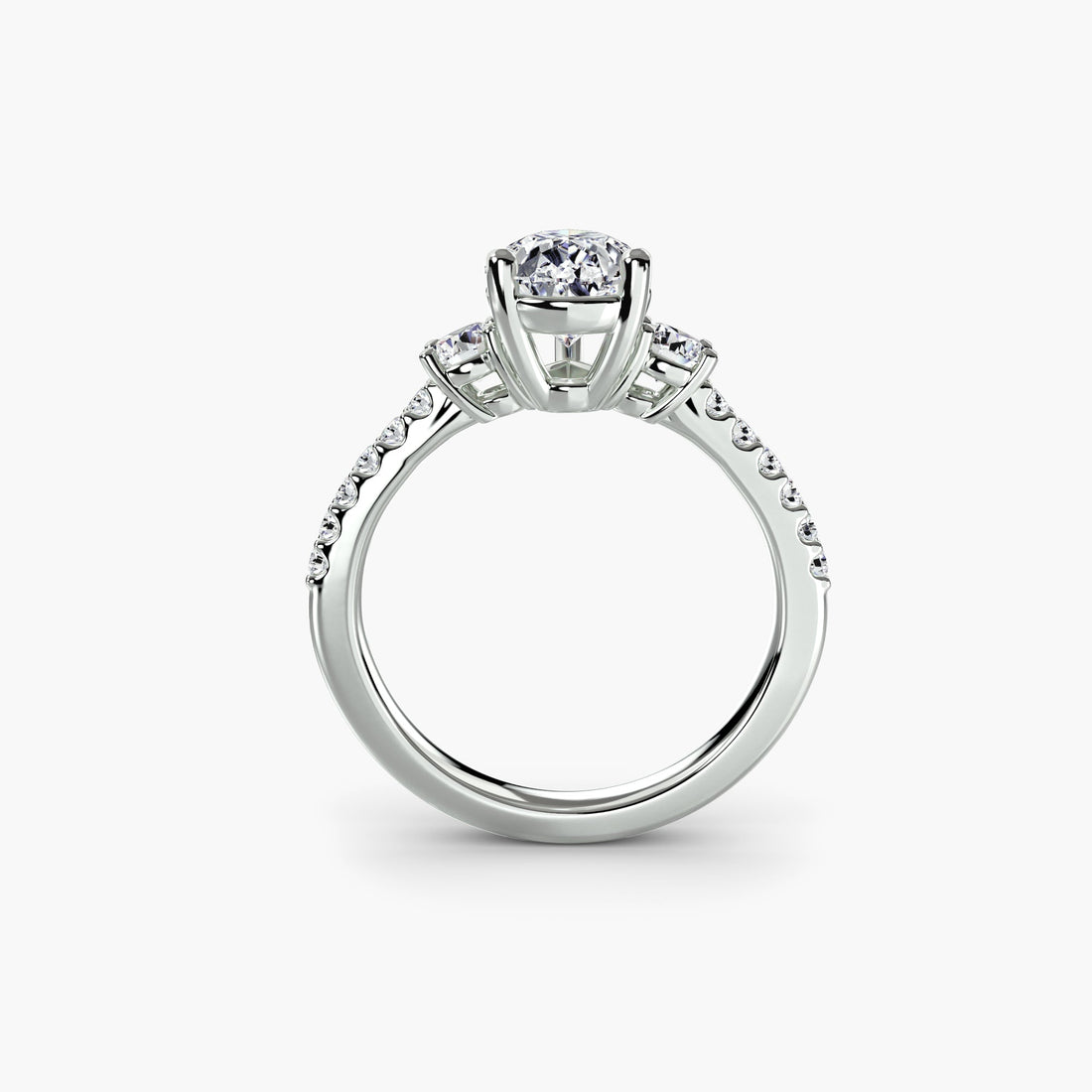Three-Stone Ring with Pavé Band 5 ALZA