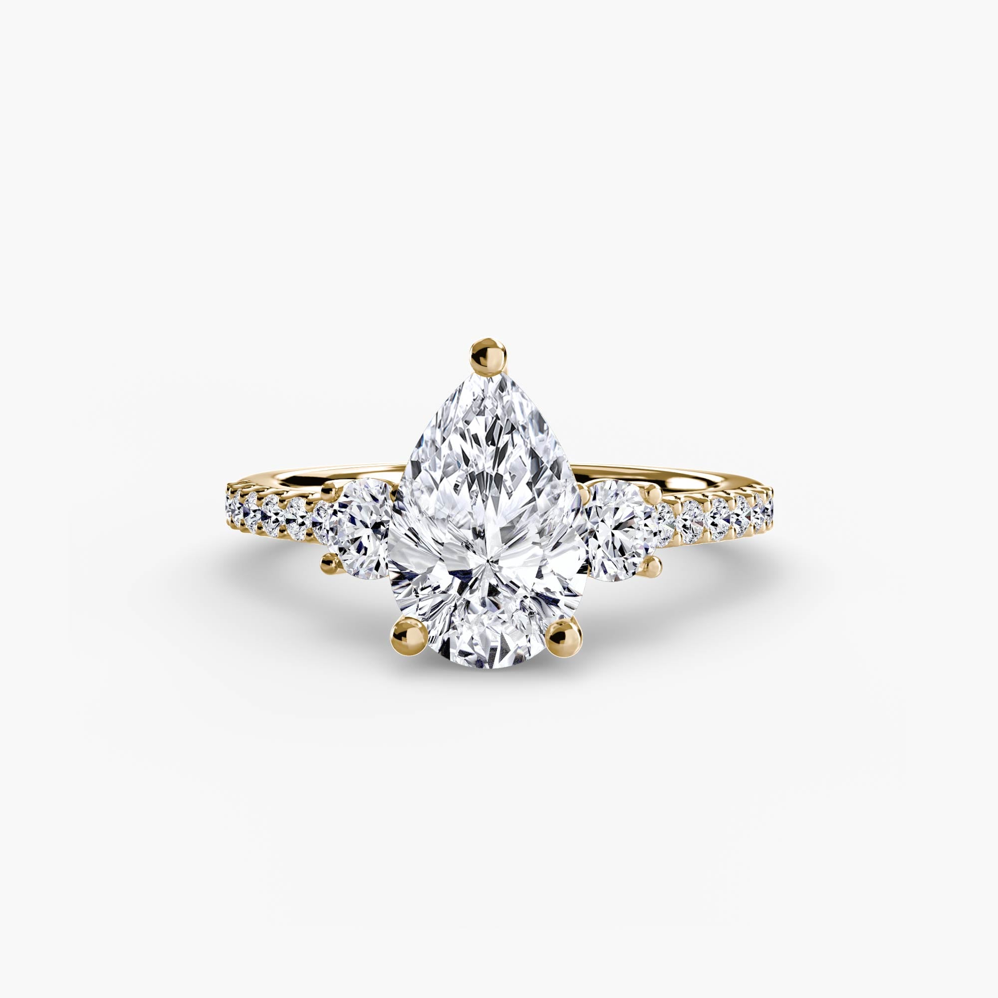 Three-Stone Ring with Pavé Band 5 ALZA