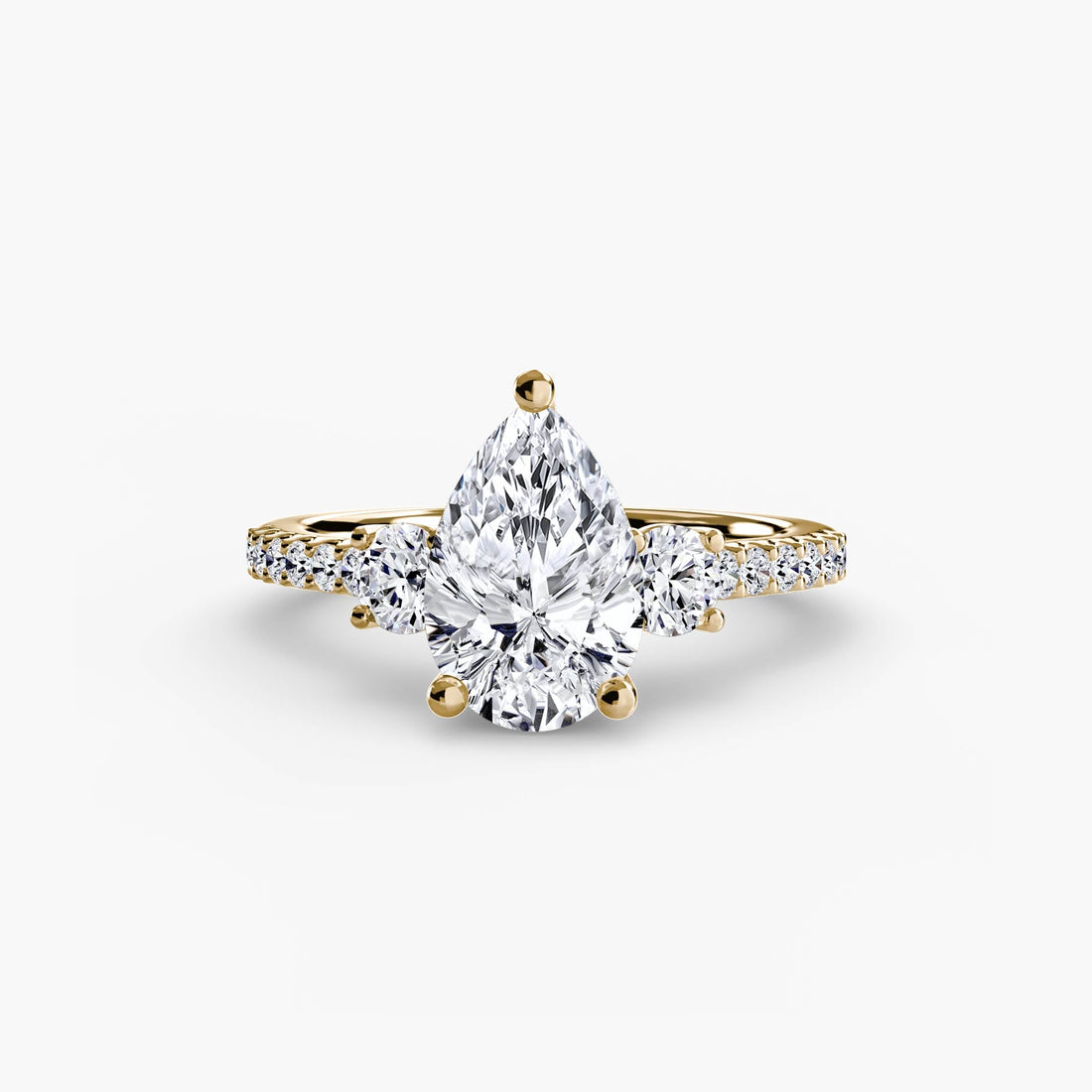 Three-Stone Ring with Pavé Band 5 ALZA