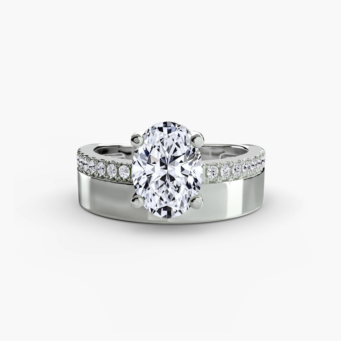 Wide Band Solitaire with Pavé Band ALZA