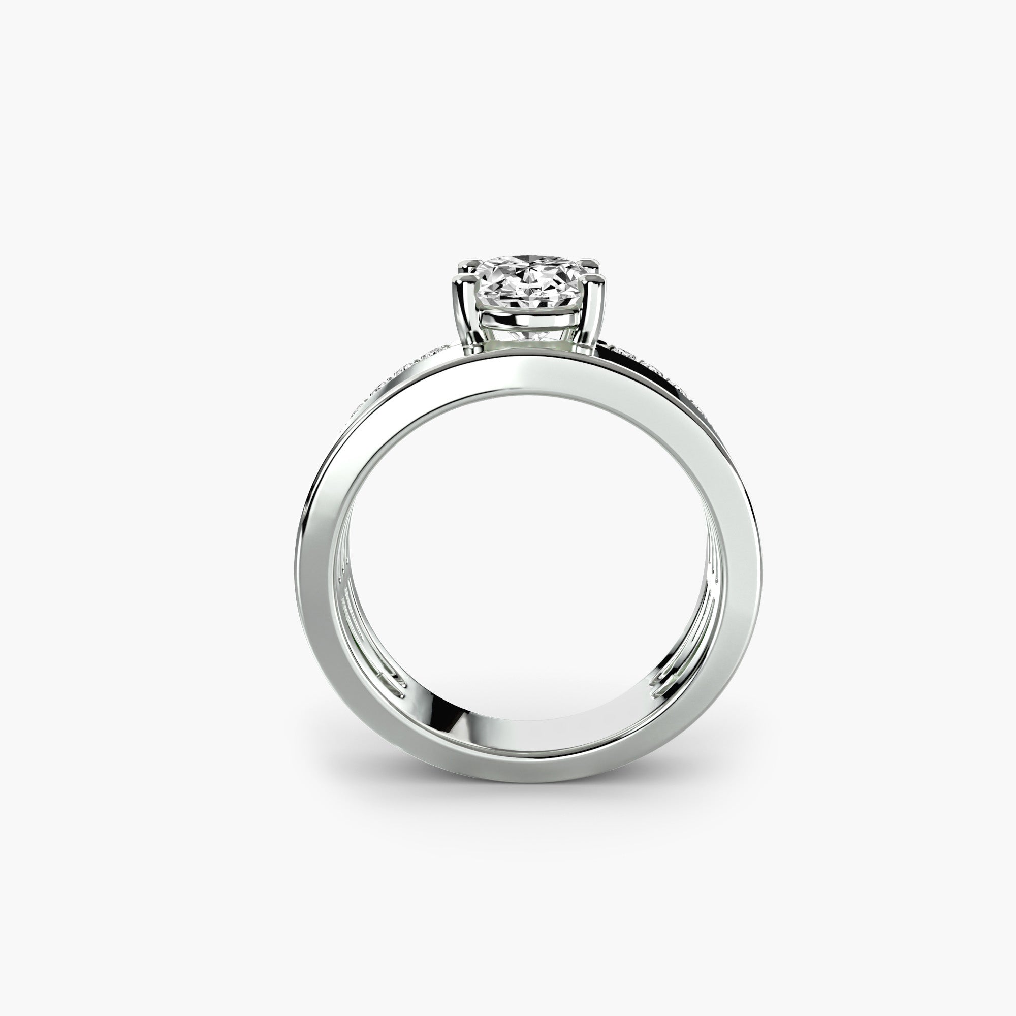 Wide Band Solitaire with Pavé Band ALZA