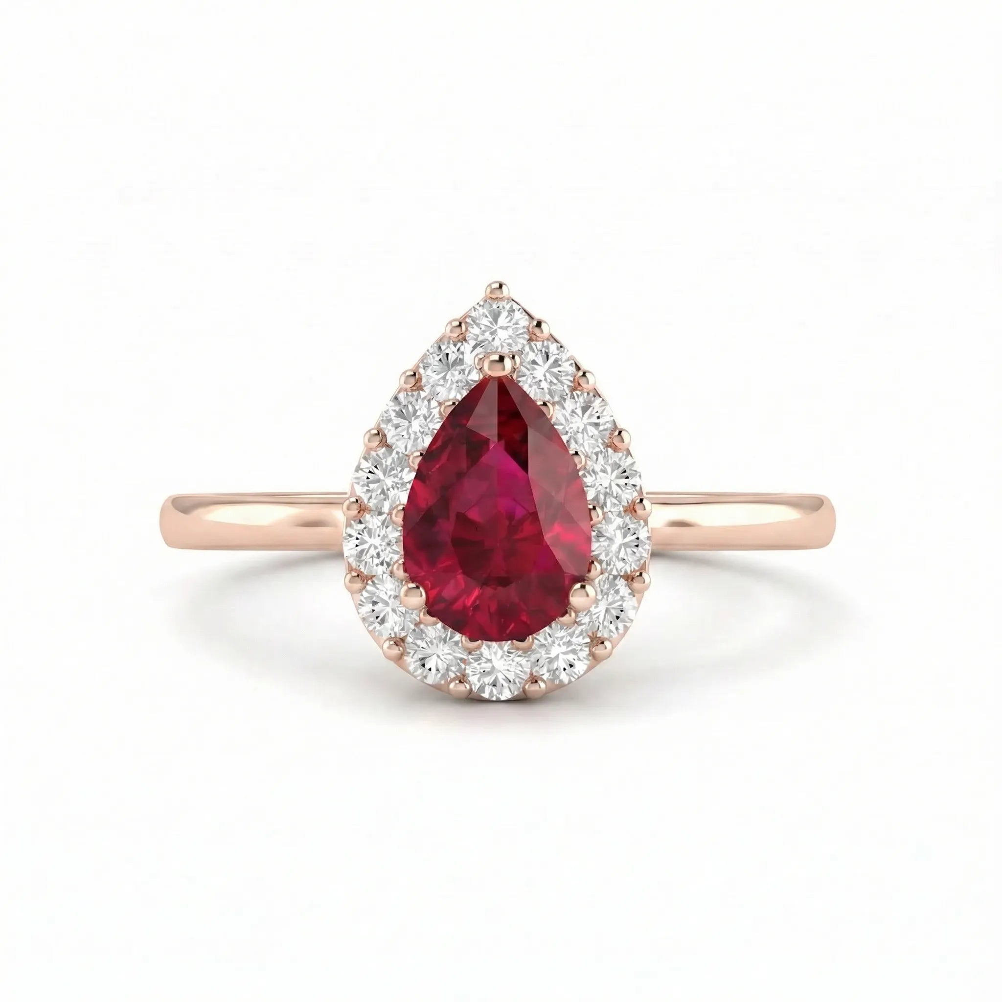 Rouge Halo Pear-Cut Ruby Diamond Ring