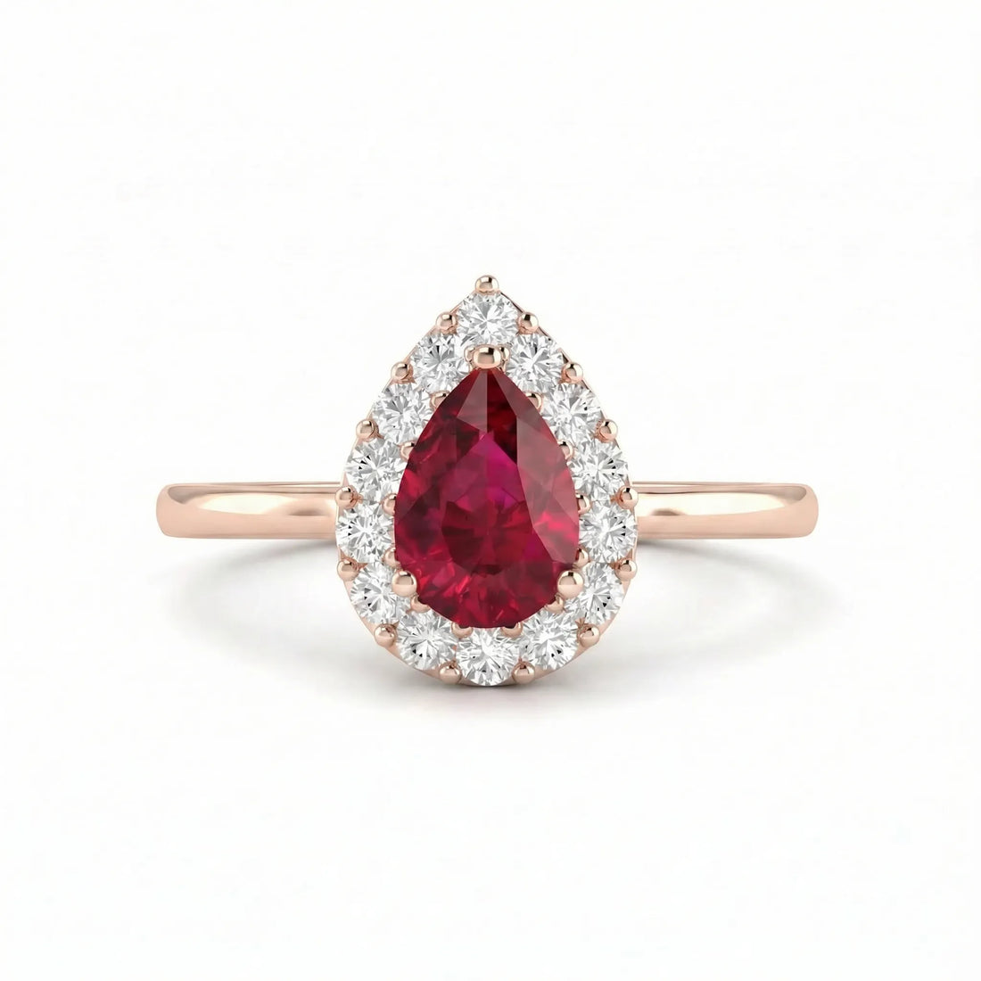 Rouge Halo Pear-Cut Ruby Diamond Ring
