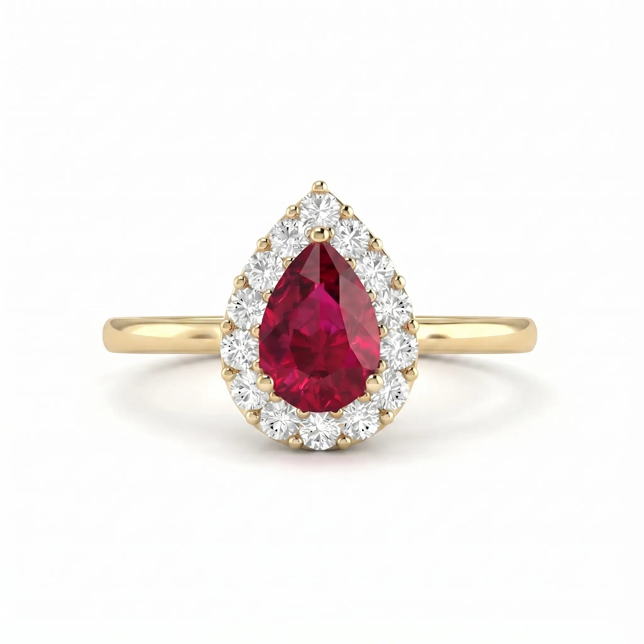 Rouge Halo Pear-Cut Ruby Diamond Ring