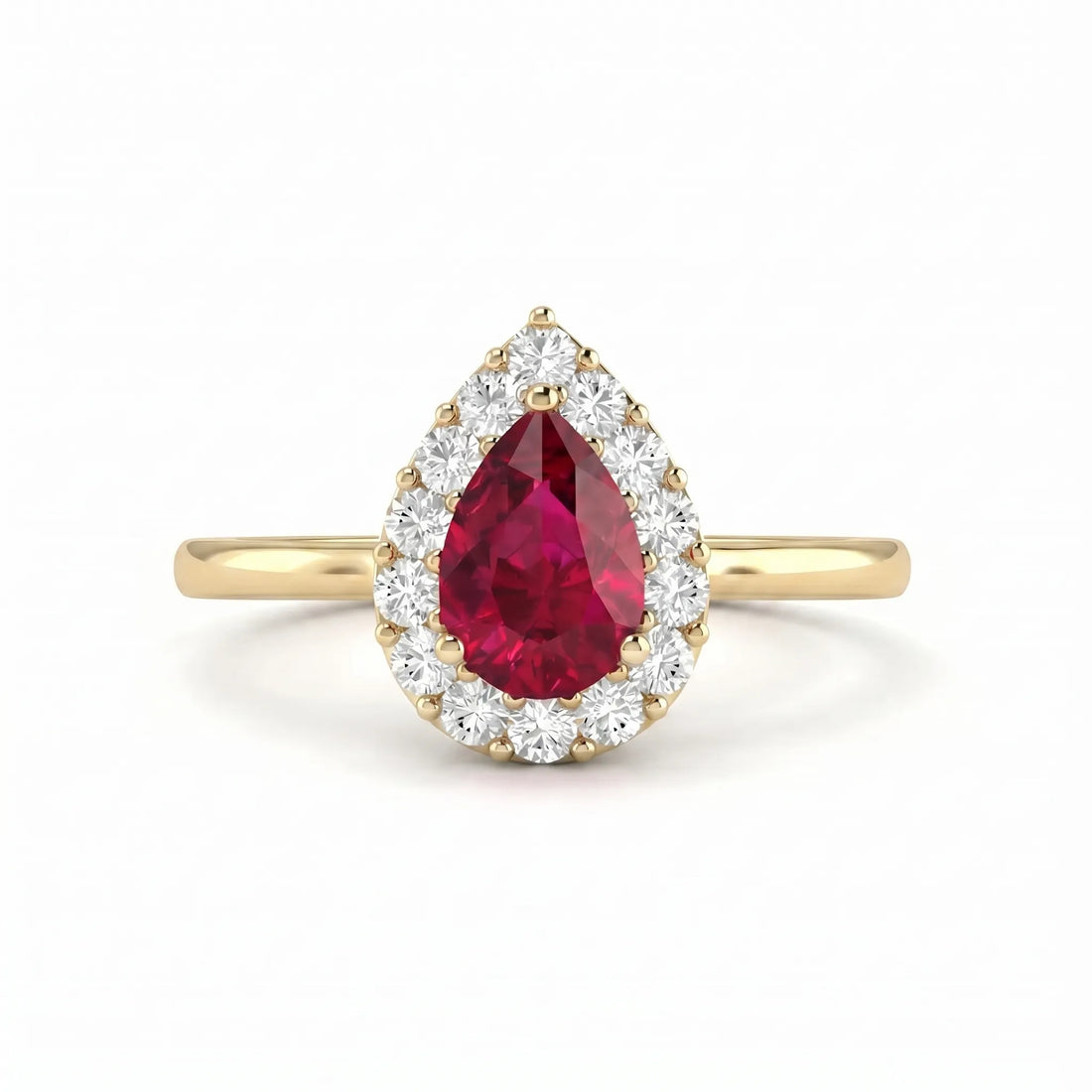 Rouge Halo Pear-Cut Ruby Diamond Ring