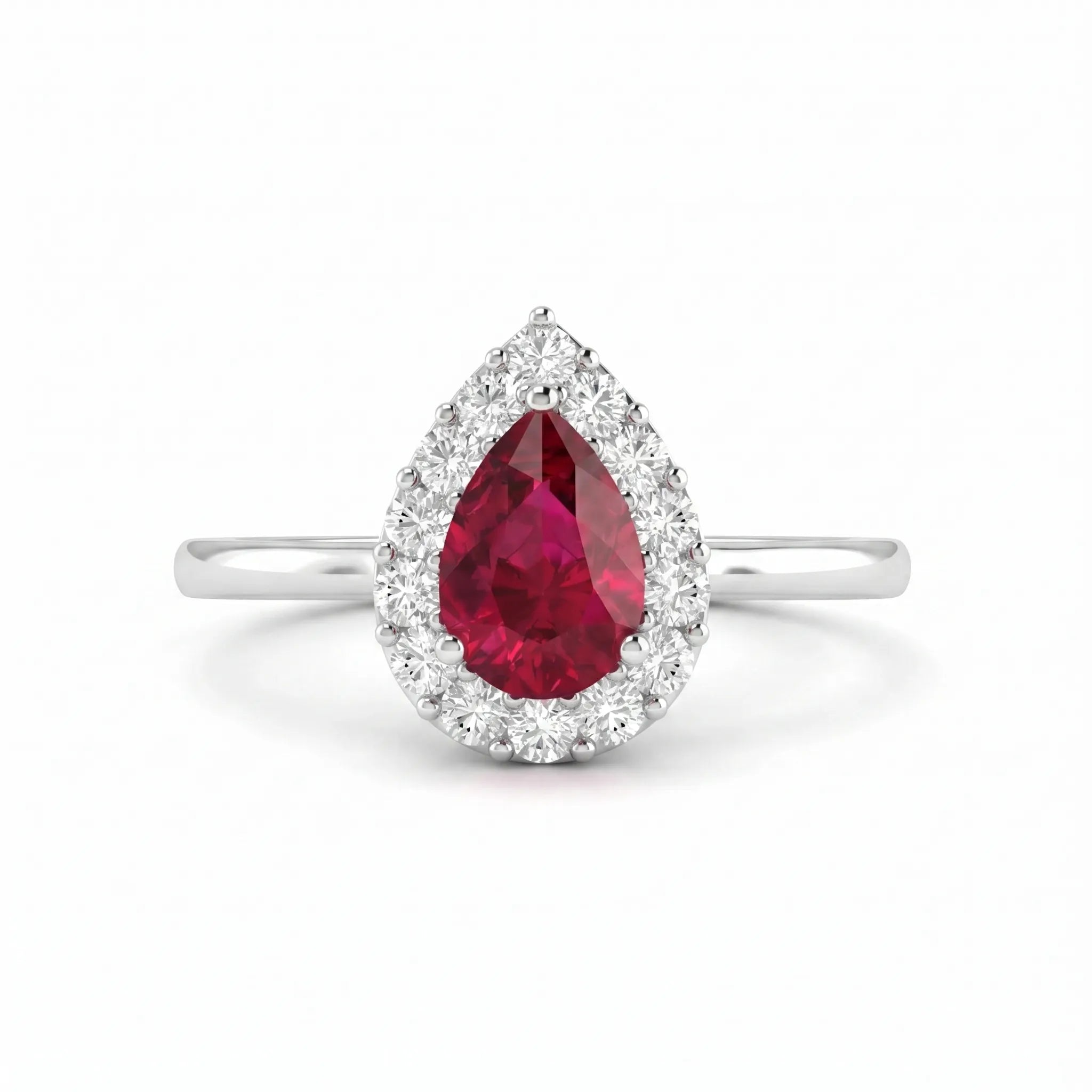 Rouge Halo Pear-Cut Ruby Diamond Ring