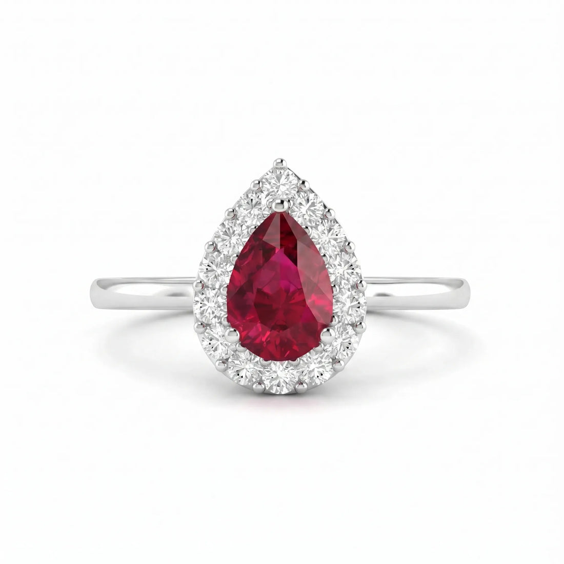 Rouge Halo Pear-Cut Ruby Diamond Ring