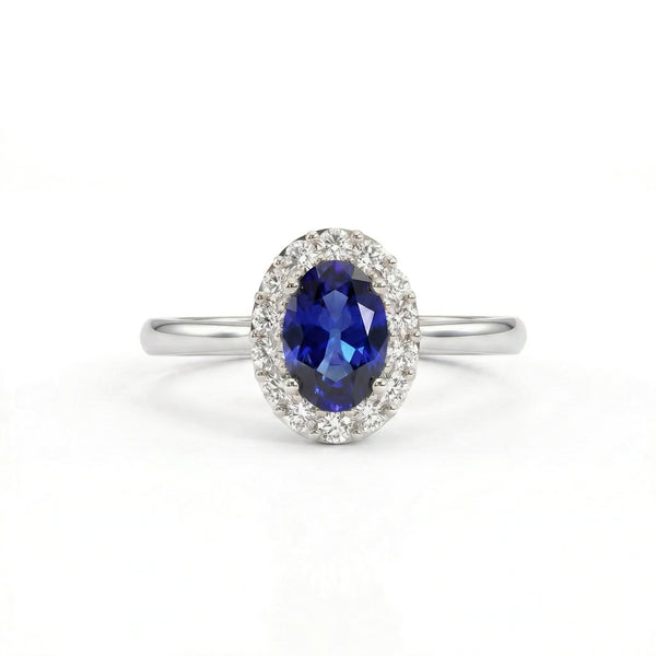 Royale Halo Oval-Cut Sapphire Diamond Ring