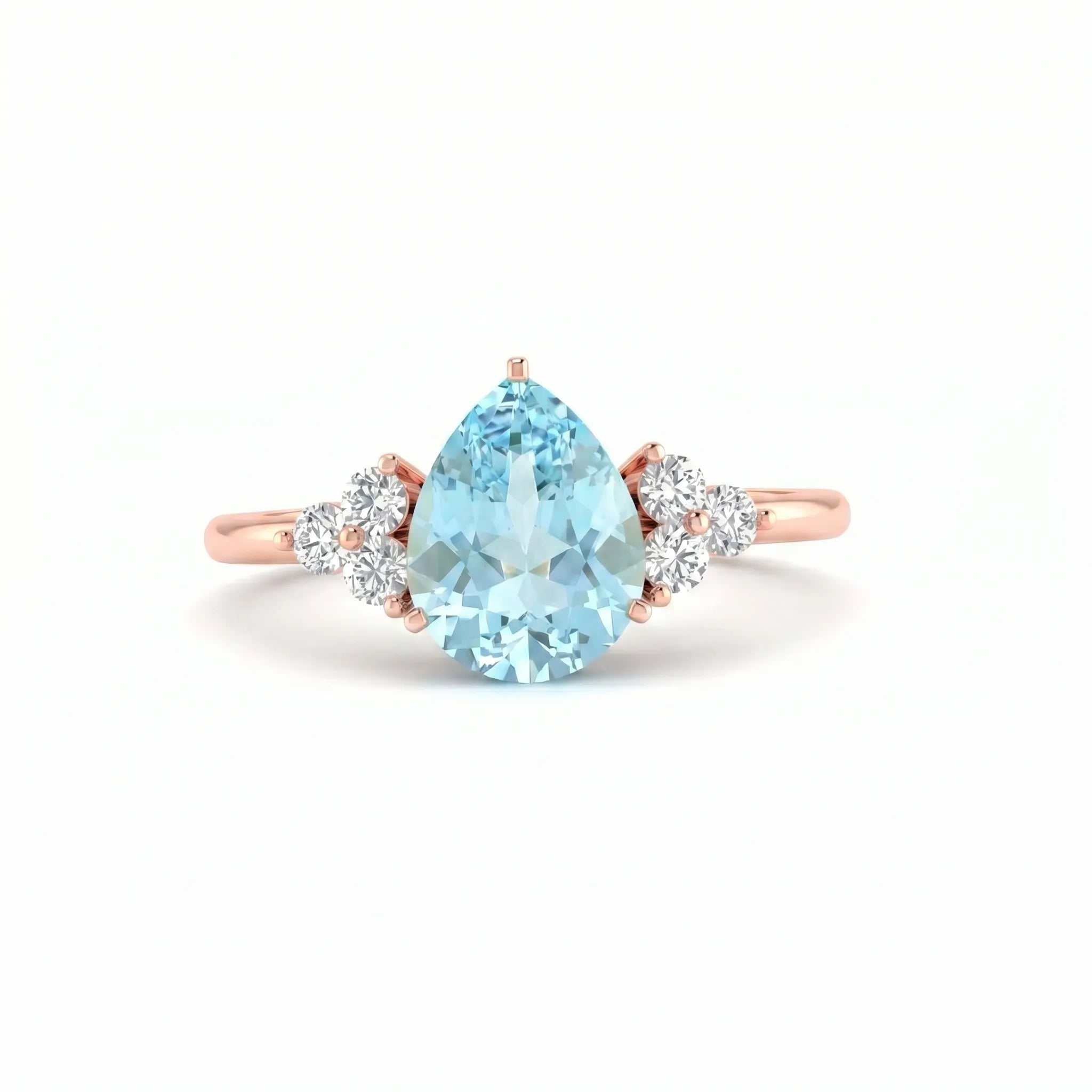 Riviera Tre Pear-Cut Aquamarine Diamond Ring