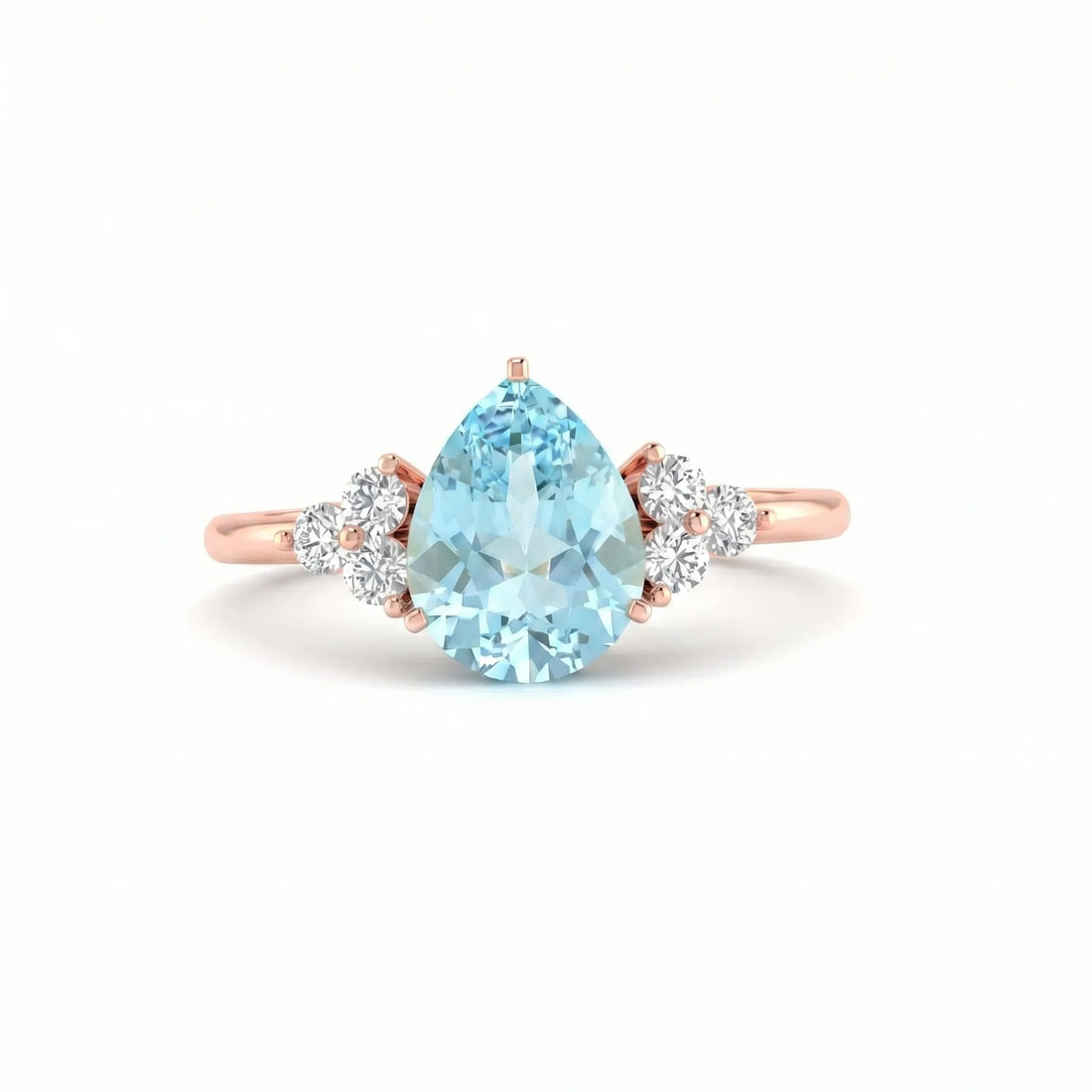 Riviera Tre Pear-Cut Aquamarine Diamond Ring