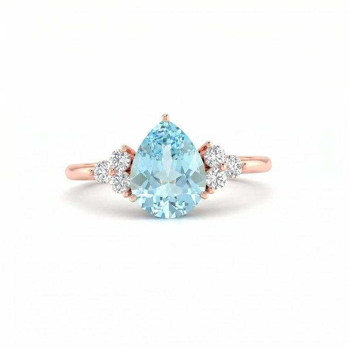 Riviera Tre Pear-Cut Aquamarine Diamond Ring