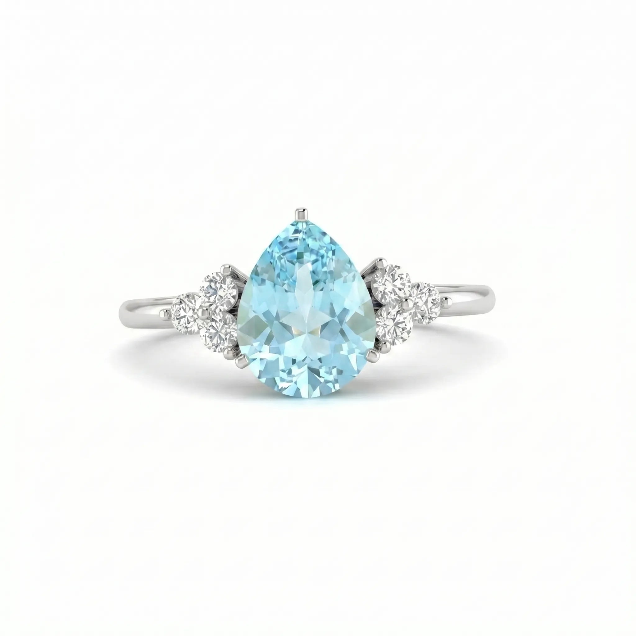 Riviera Tre Pear-Cut Aquamarine Diamond Ring