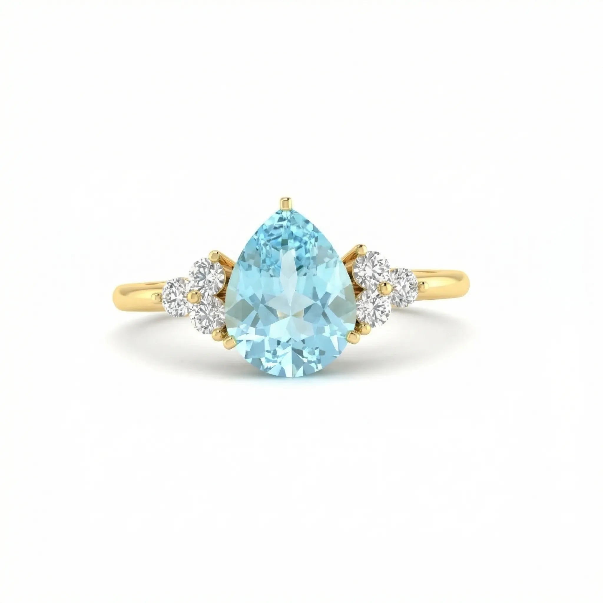 Riviera Tre Pear-Cut Aquamarine Diamond Ring