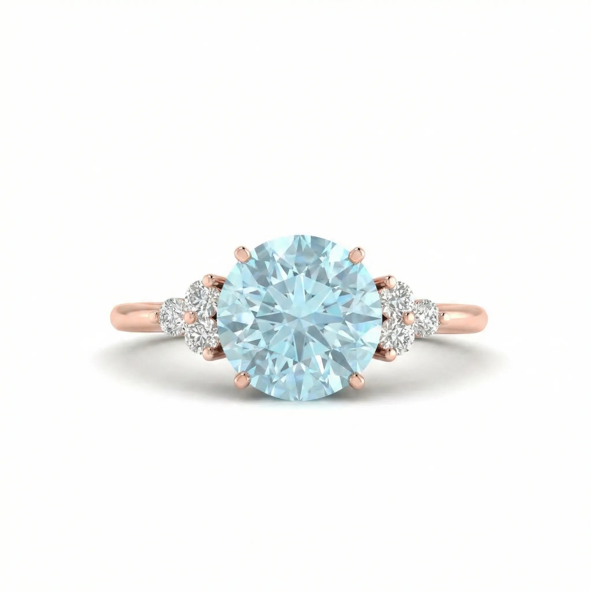 Riviera Tre Round Aquamarine Diamond Ring
