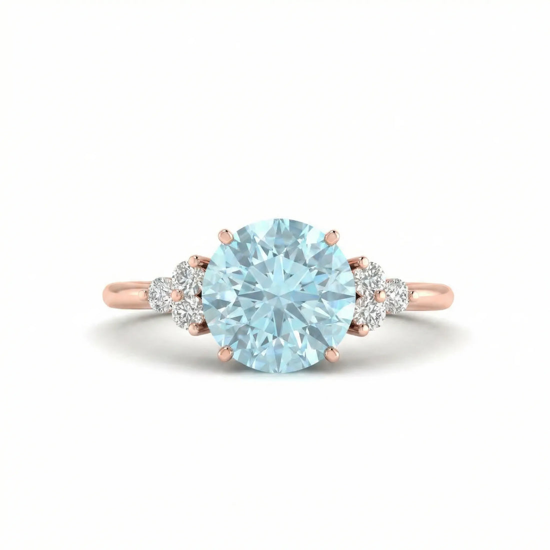 Riviera Tre Round Aquamarine Diamond Ring