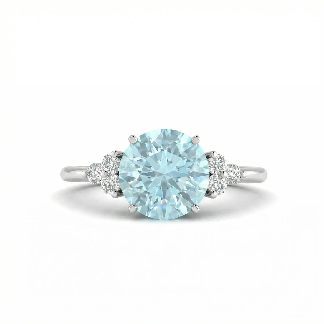 Riviera Tre Round Aquamarine Diamond Ring