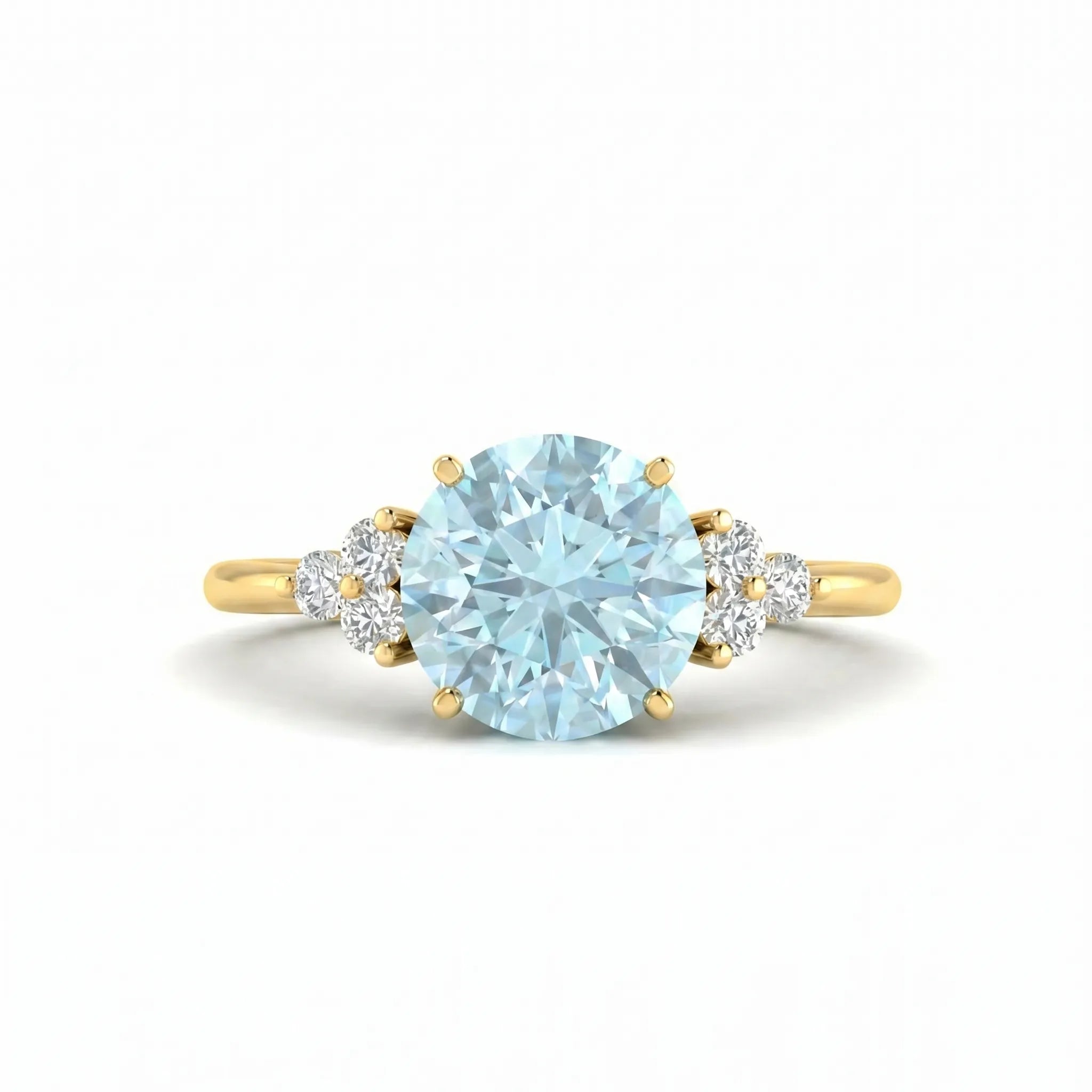 Riviera Tre Round Aquamarine Diamond Ring