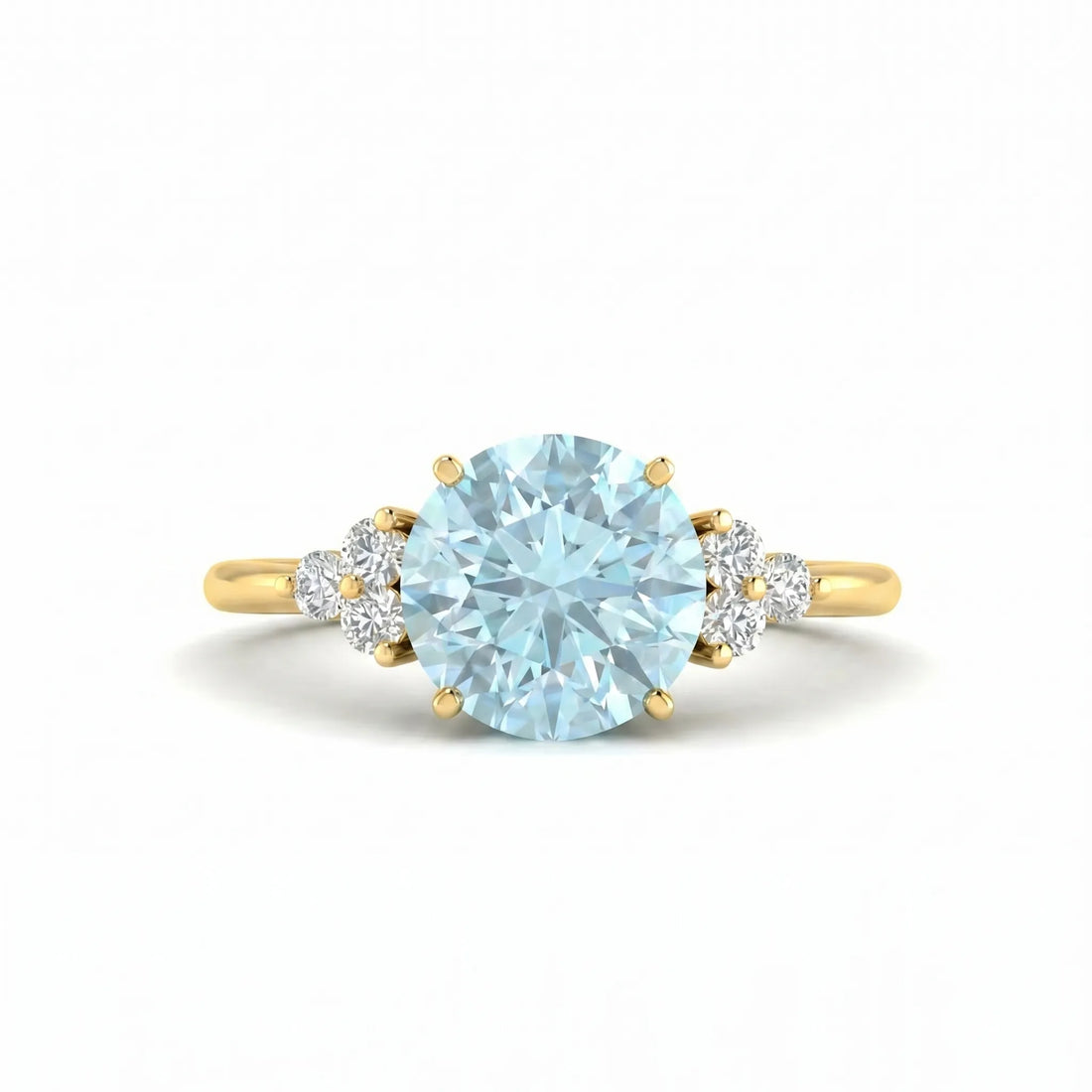 Riviera Tre Round Aquamarine Diamond Ring