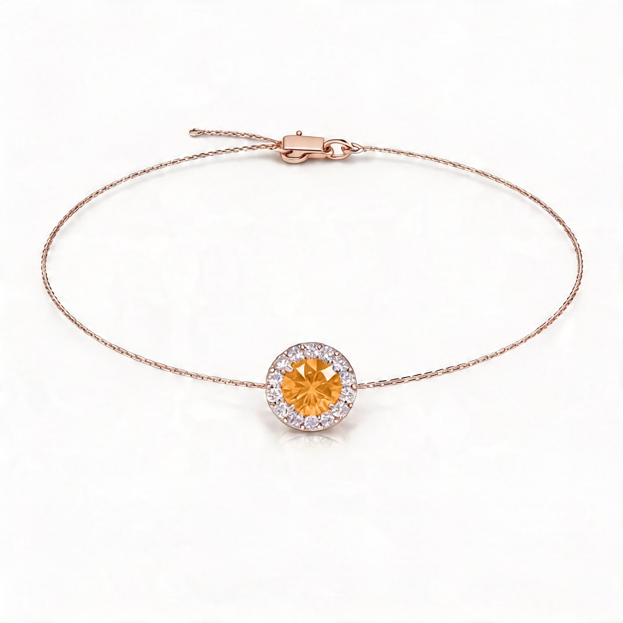 Solace Halo Round Citrine Diamond Bracelet