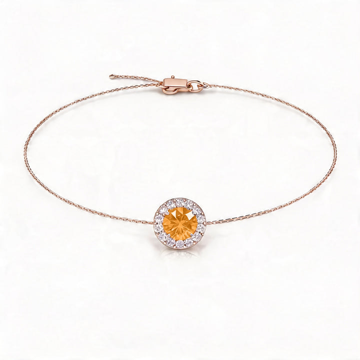 Solace Halo Round Citrine Diamond Bracelet
