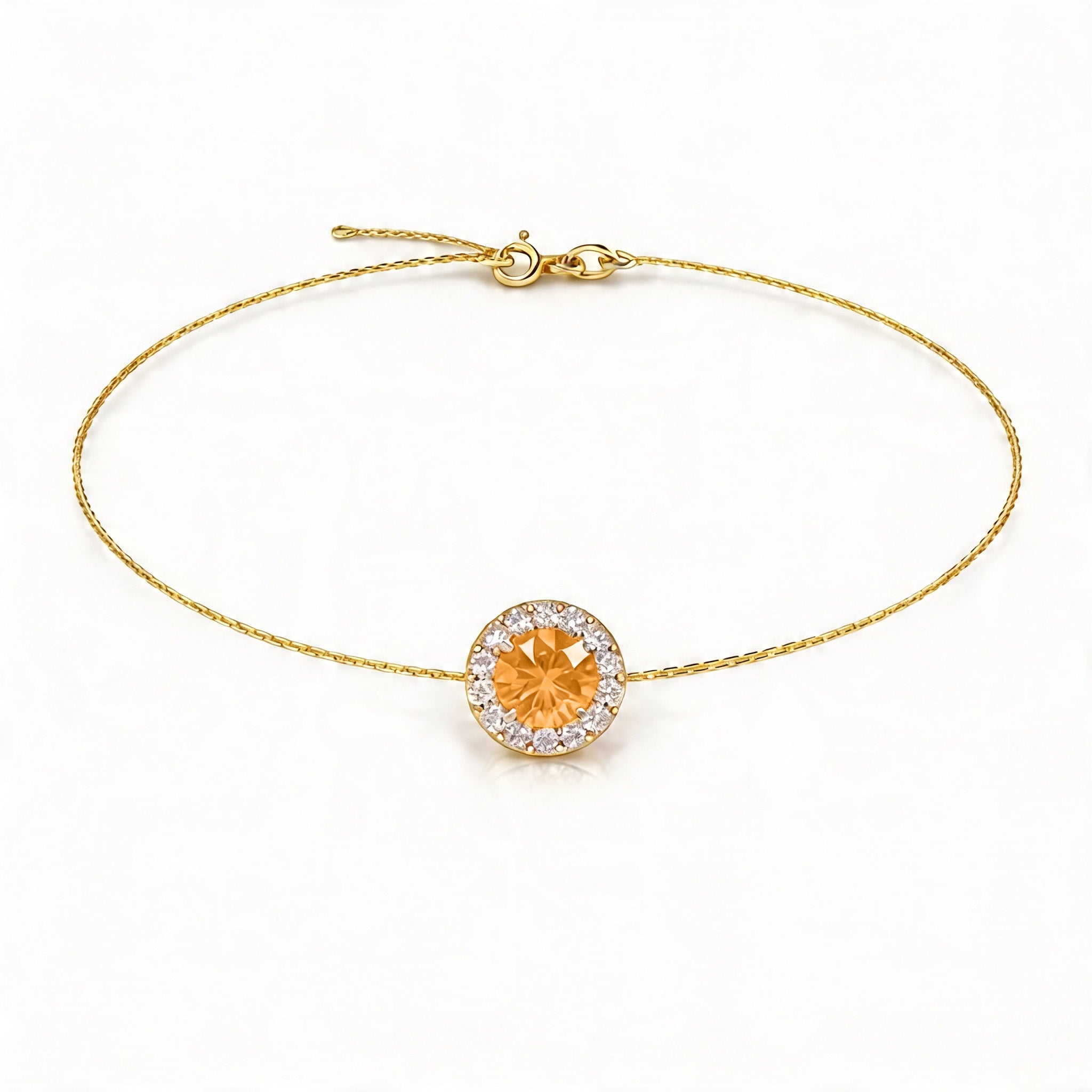 Solace Halo Round Citrine Diamond Bracelet