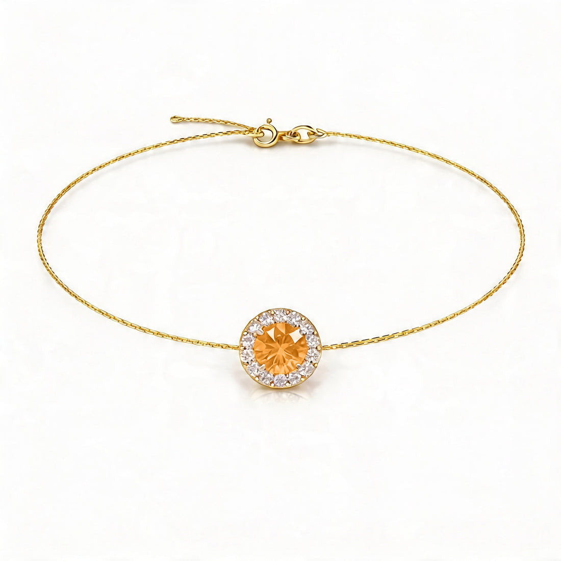 Solace Halo Round Citrine Diamond Bracelet