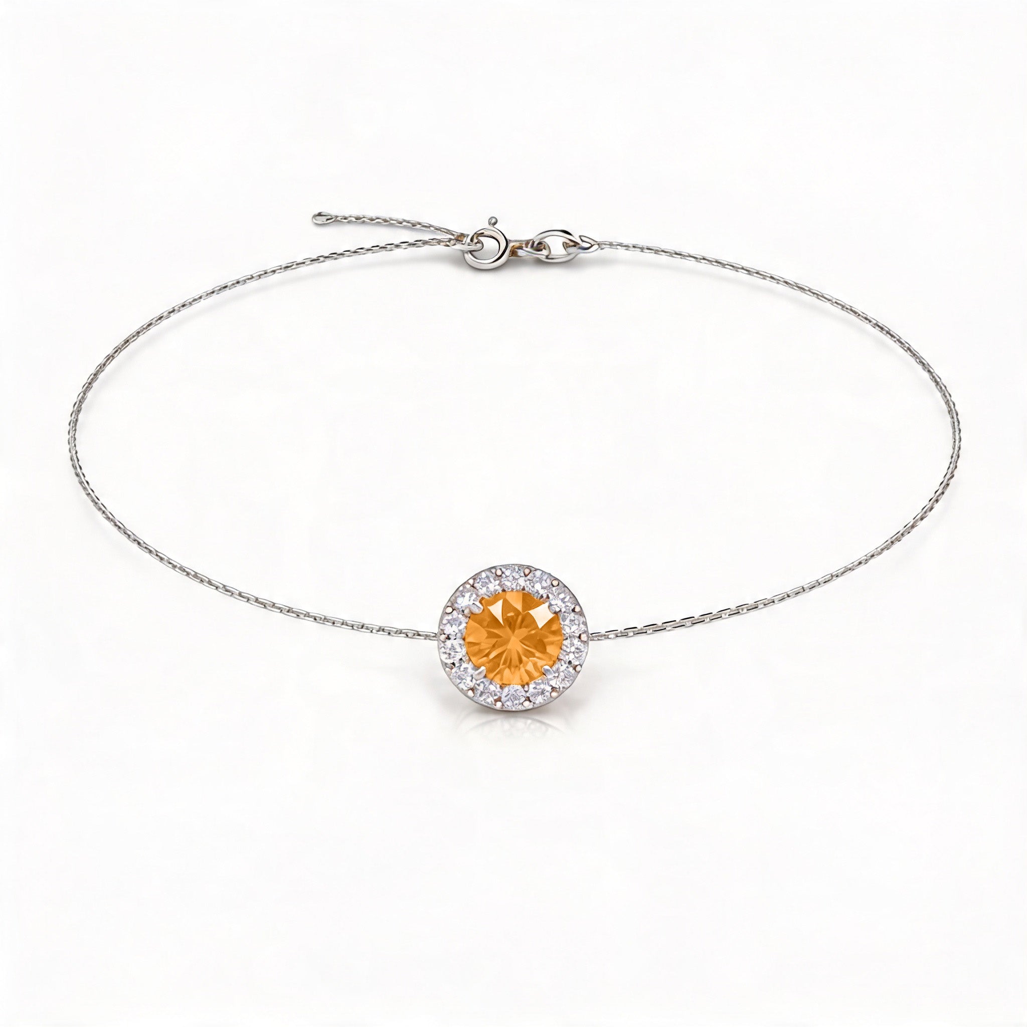 Solace Halo Round Citrine Diamond Bracelet