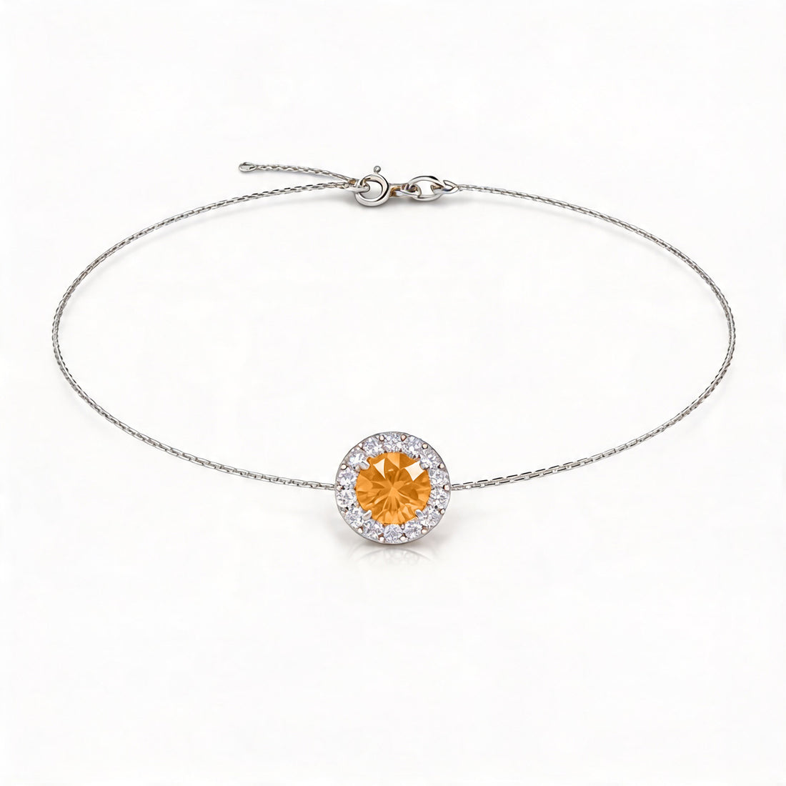 Solace Halo Round Citrine Diamond Bracelet