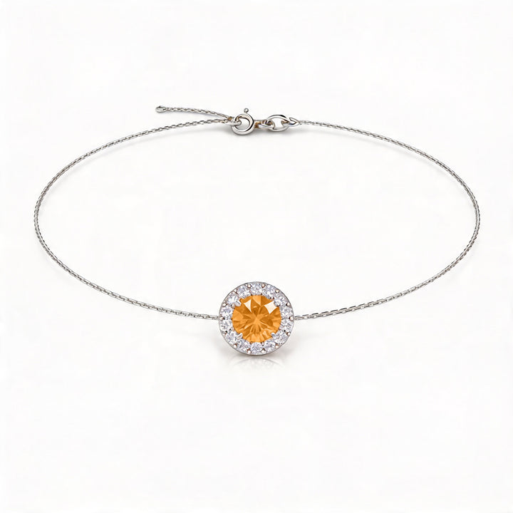 Solace Halo Round Citrine Diamond Bracelet