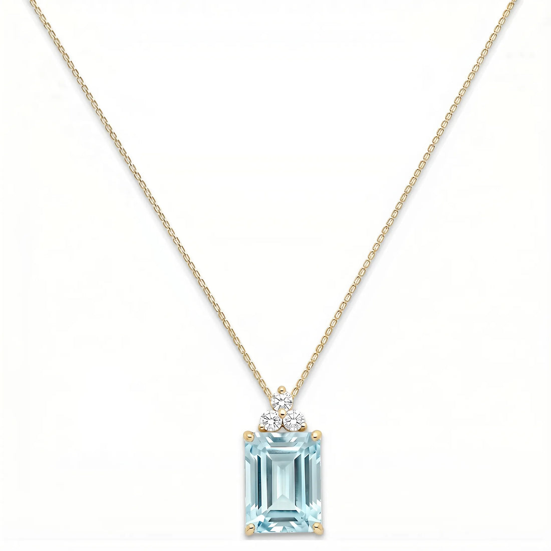 Riviera Tre Emerald-Cut Aquamarine Diamond Necklace