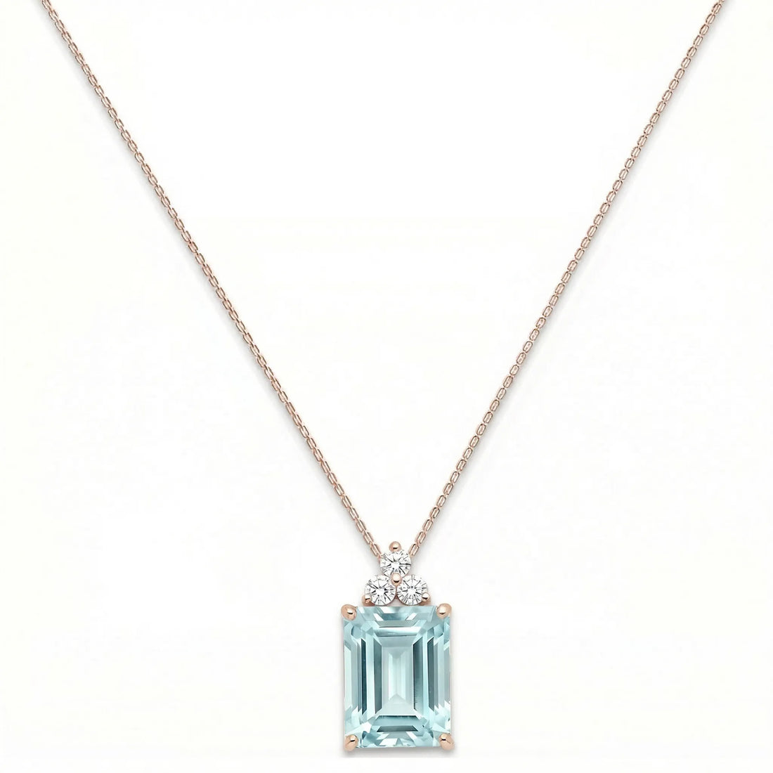 Riviera Tre Emerald-Cut Aquamarine Diamond Necklace