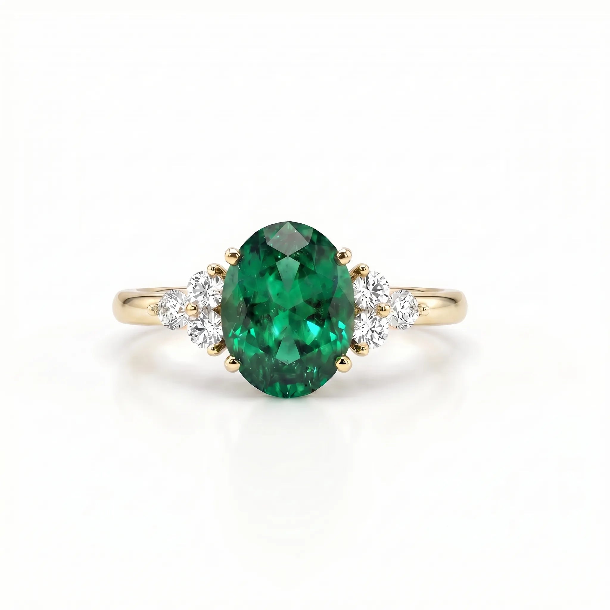 Noble Tre Oval-Cut Emerald Diamond Ring