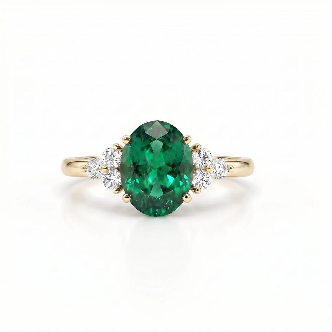 Noble Tre Oval-Cut Emerald Diamond Ring