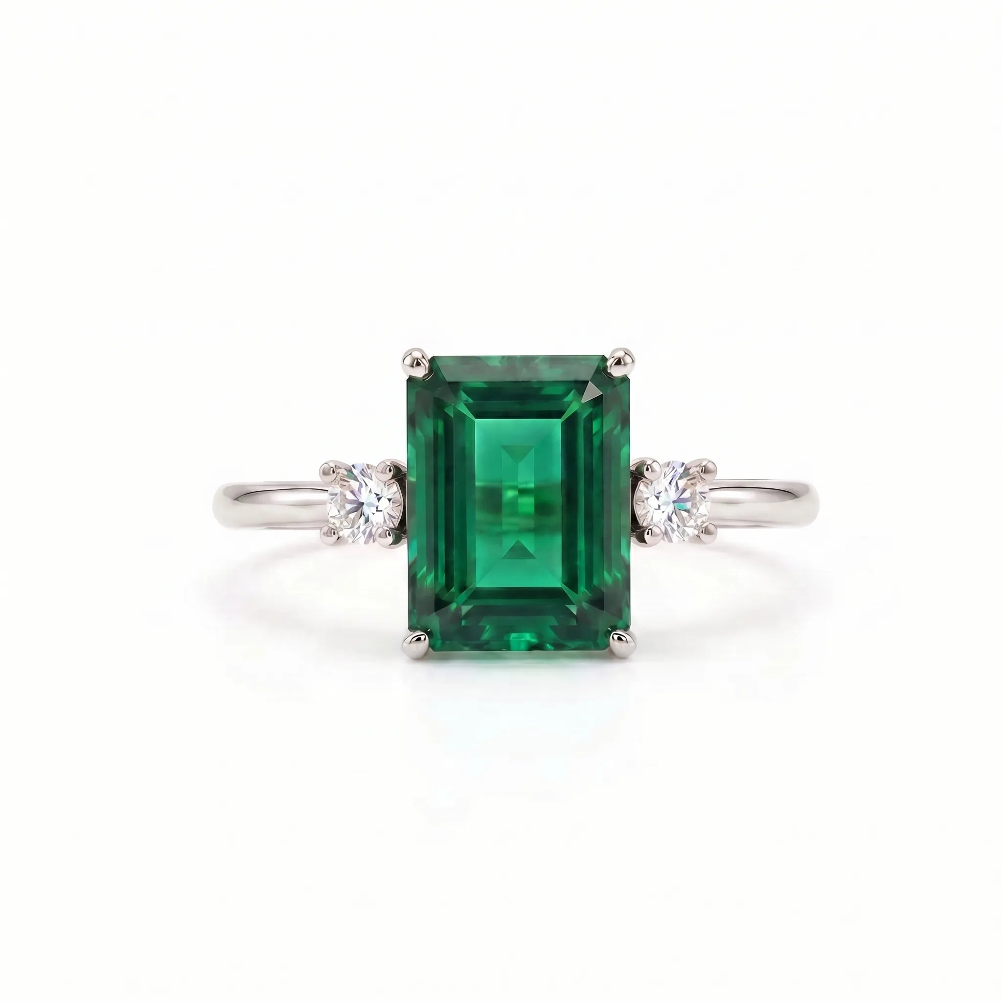 Noble Mono Emerald-Cut Emerald Diamond Ring